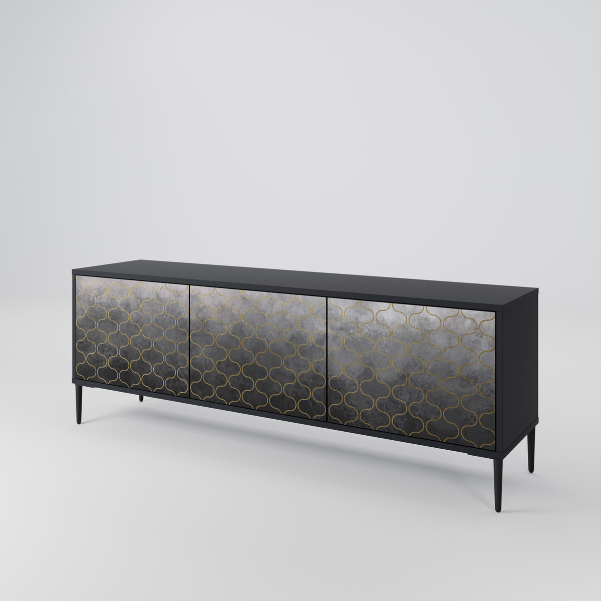 TESSELATED GRAYISH 3-türiges TV-Lowboard