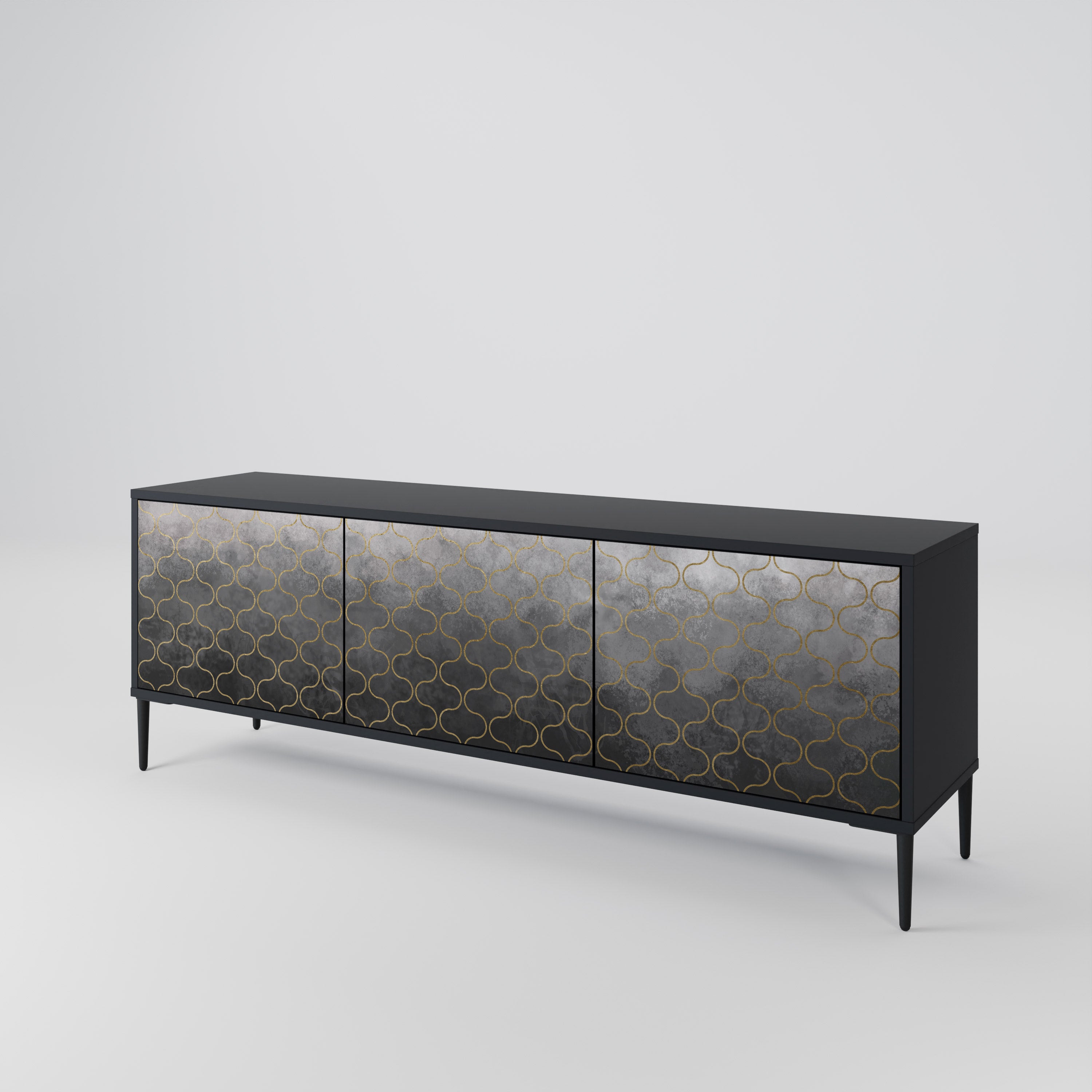 TESSELATED GRAYISH 3-Door TV Cabinet