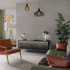 TESSELATED GRAYISH TV-Lowboard mit 3 Türen in Schwarz