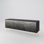 TESSELATED GRAYISH TV-Lowboard mit 3 Türen in Schwarz