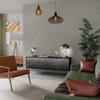 TESSELATED GRAYISH TV-Lowboard mit 3 Türen in Schwarz