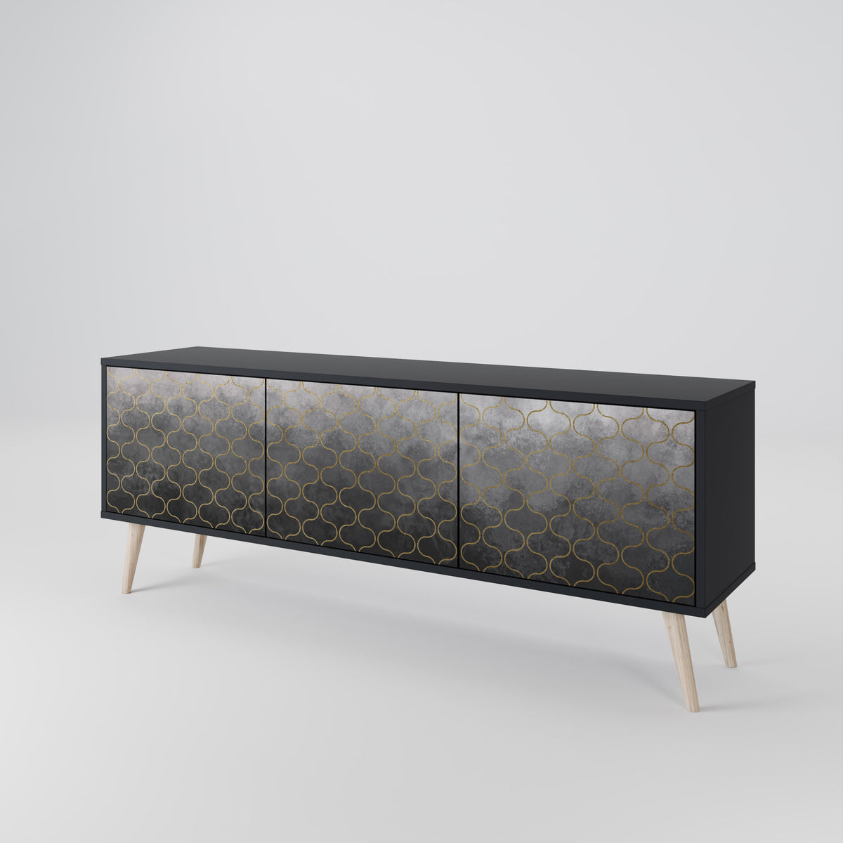 TESSELATED GRAYISH 3-türiges TV-Lowboard
