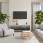 TESSELATED GRAYISH TV-Lowboard mit 3 Türen in Schwarz