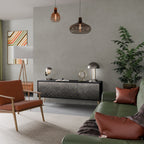 TESSELATED GRAYISH TV-Lowboard mit 3 Türen in Schwarz