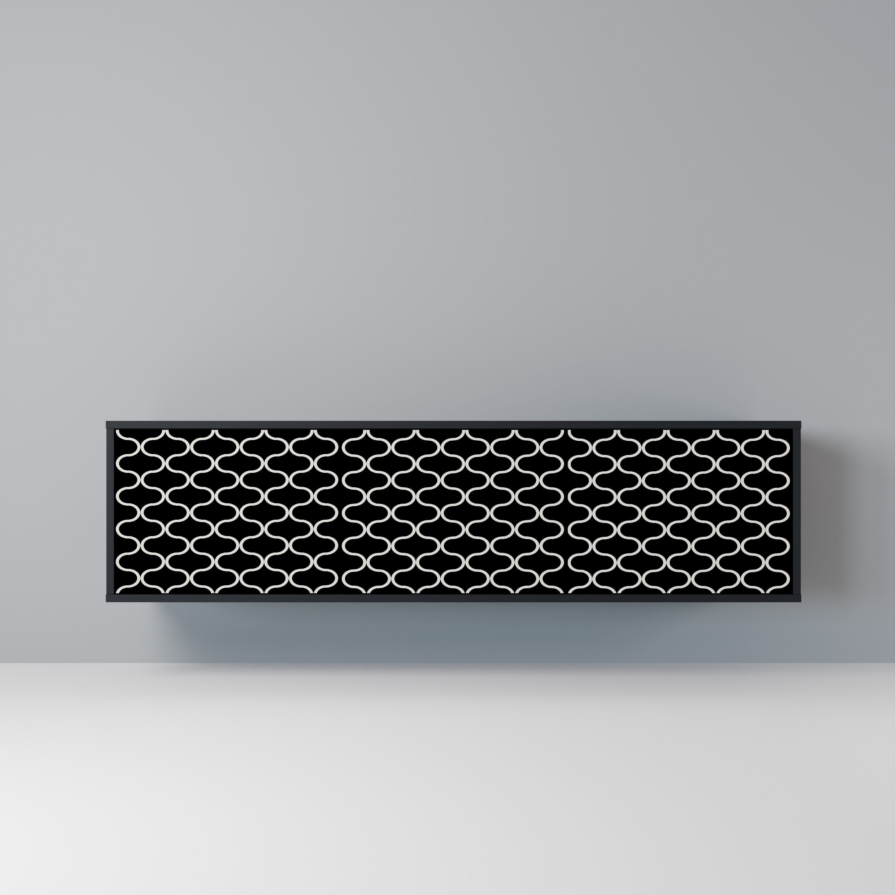 TESSELATED BLACKNESS TV-Lowboard mit 3 Türen in Schwarz