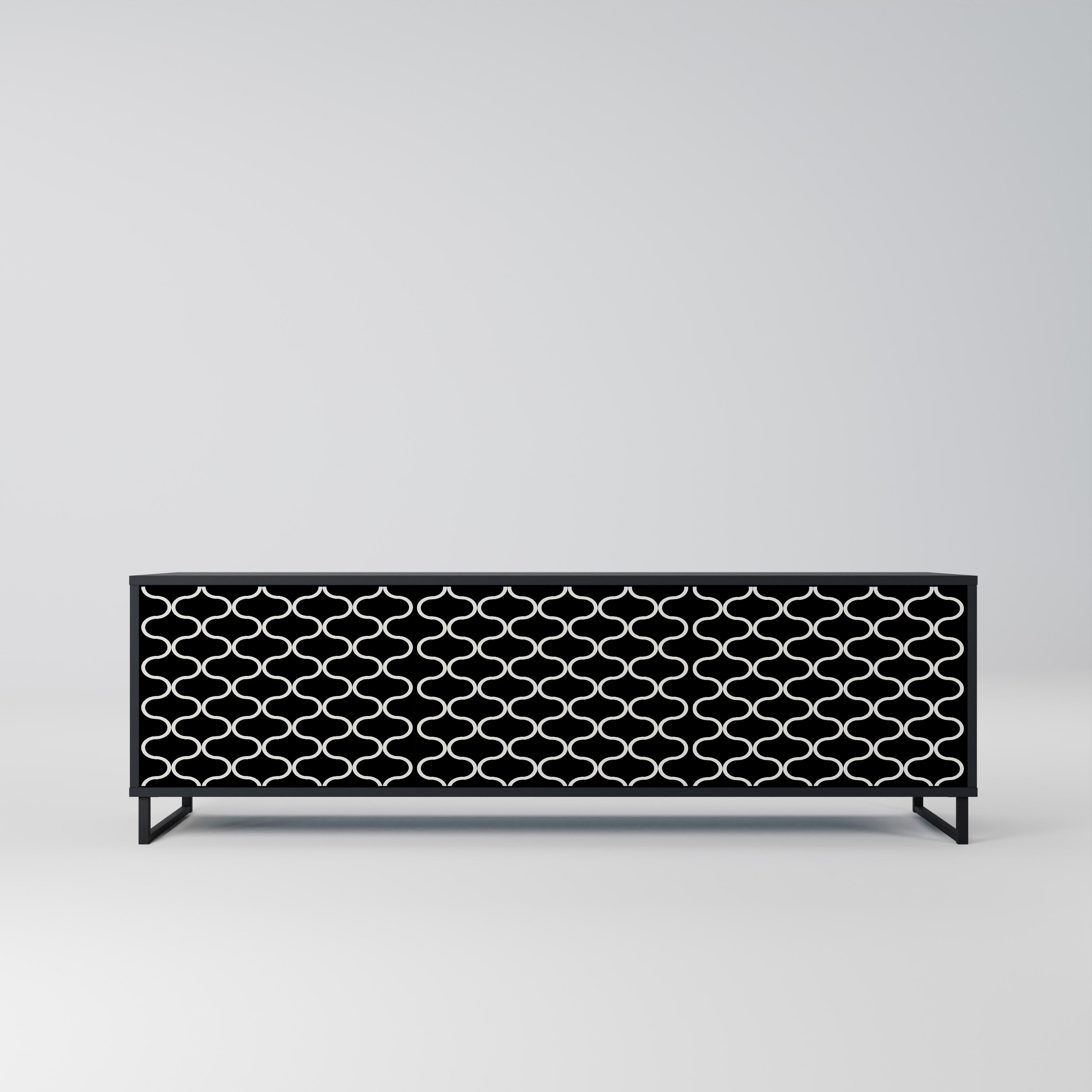 TESSELATED BLACKNESS TV-Lowboard mit 3 Türen in Schwarz