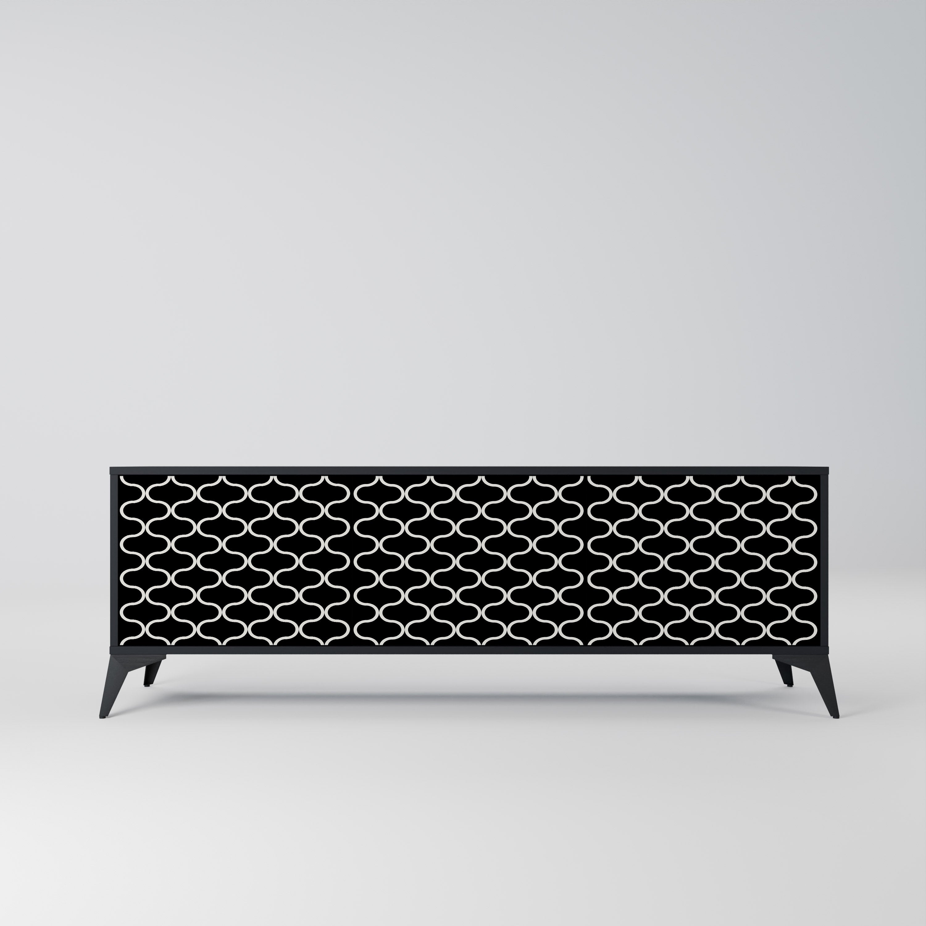 TESSELATED BLACKNESS TV-Lowboard mit 3 Türen in Schwarz