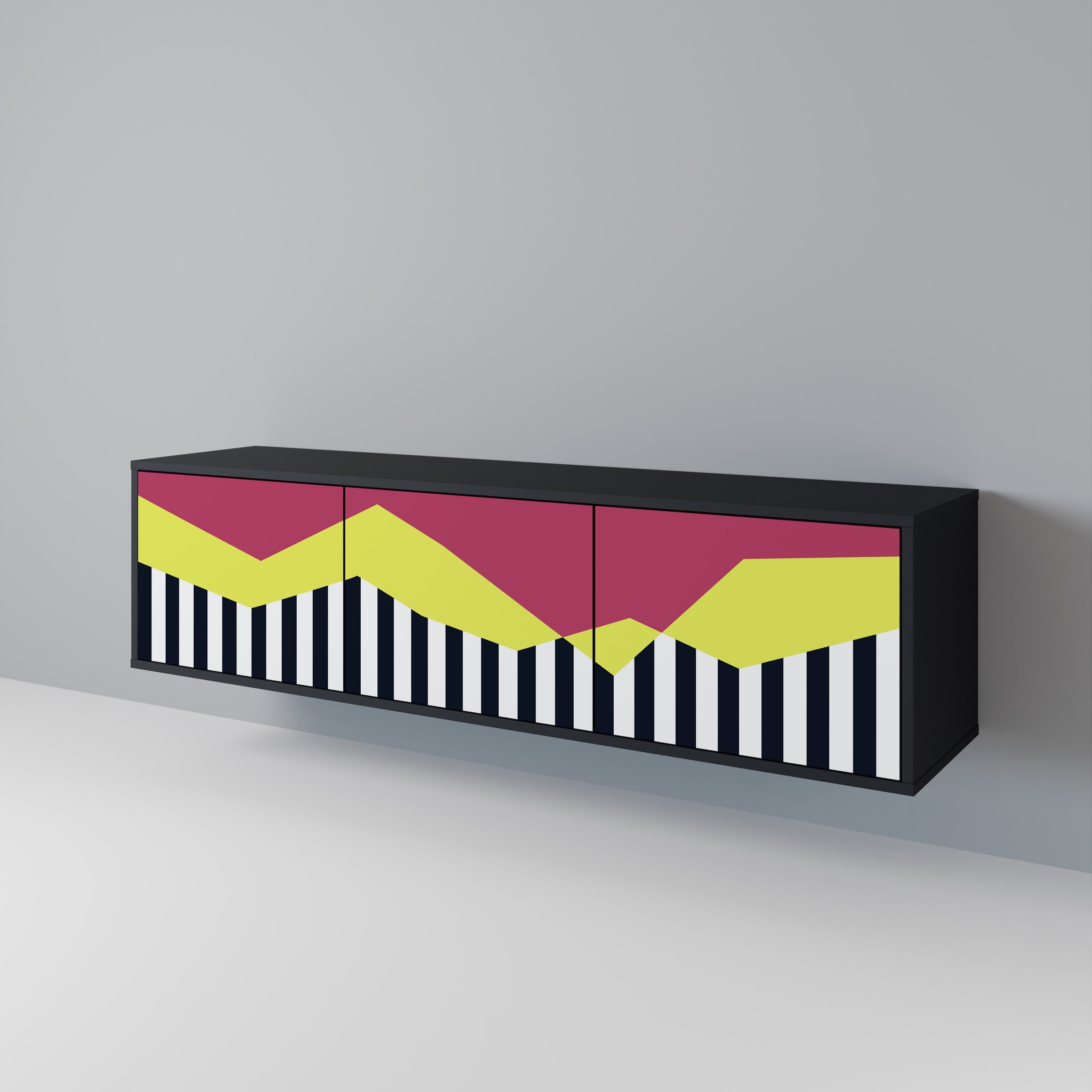 PIANO FANTASY TV-Lowboard mit 3 Türen in Schwarz