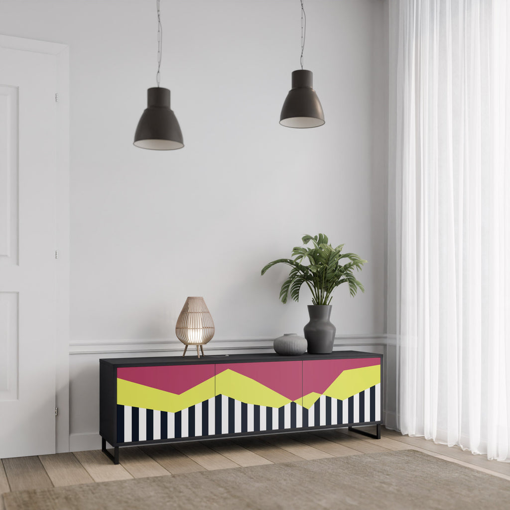 PIANO FANTASY TV-Lowboard mit 3 Türen in Schwarz