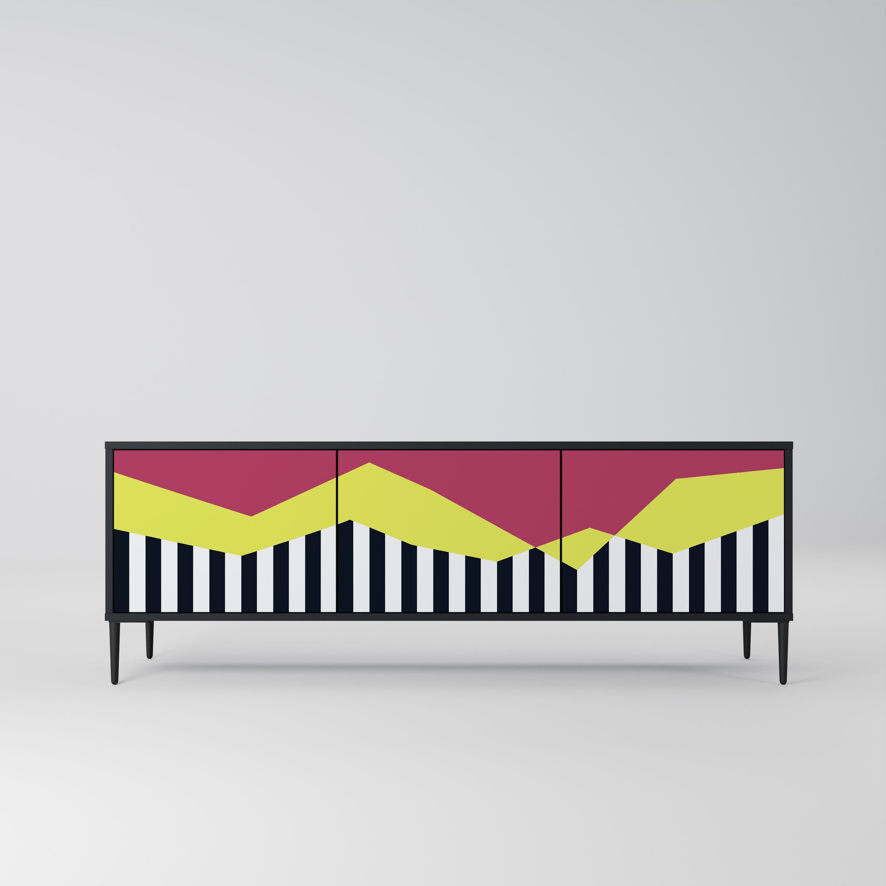 PIANO FANTASY TV-Lowboard mit 3 Türen in Schwarz