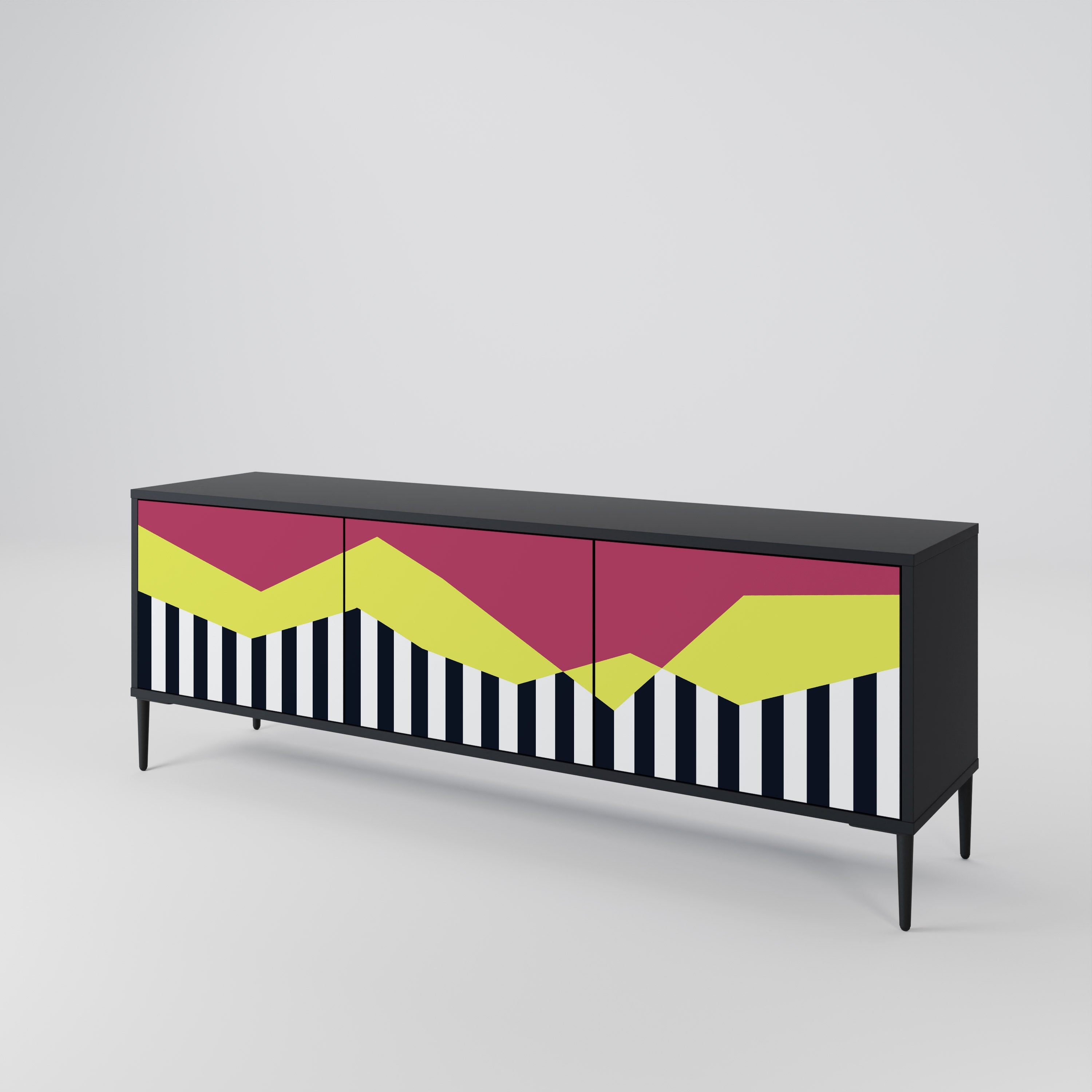 PIANO FANTASY TV-Lowboard mit 3 Türen in Schwarz