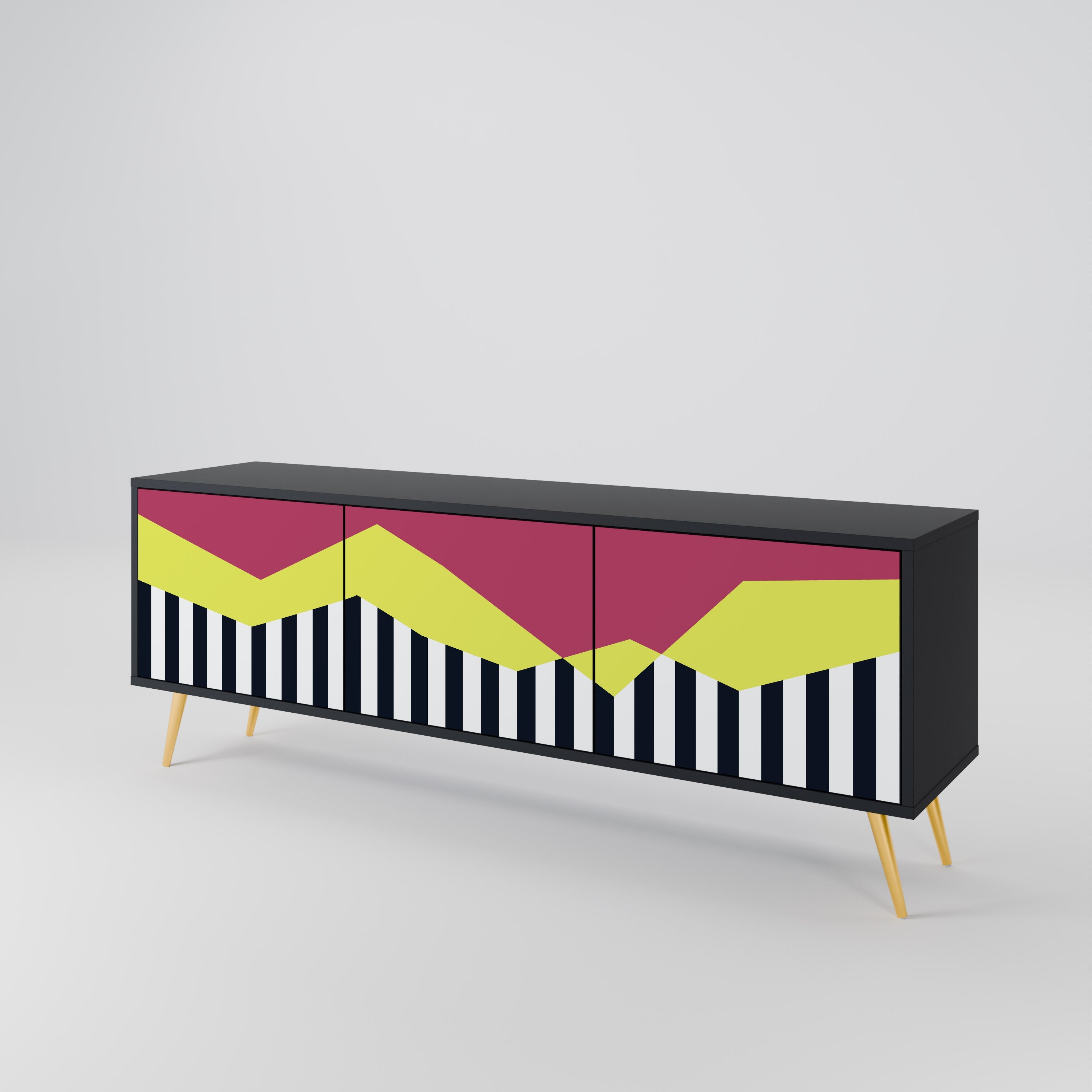 PIANO FANTASY TV-Lowboard mit 3 Türen in Schwarz