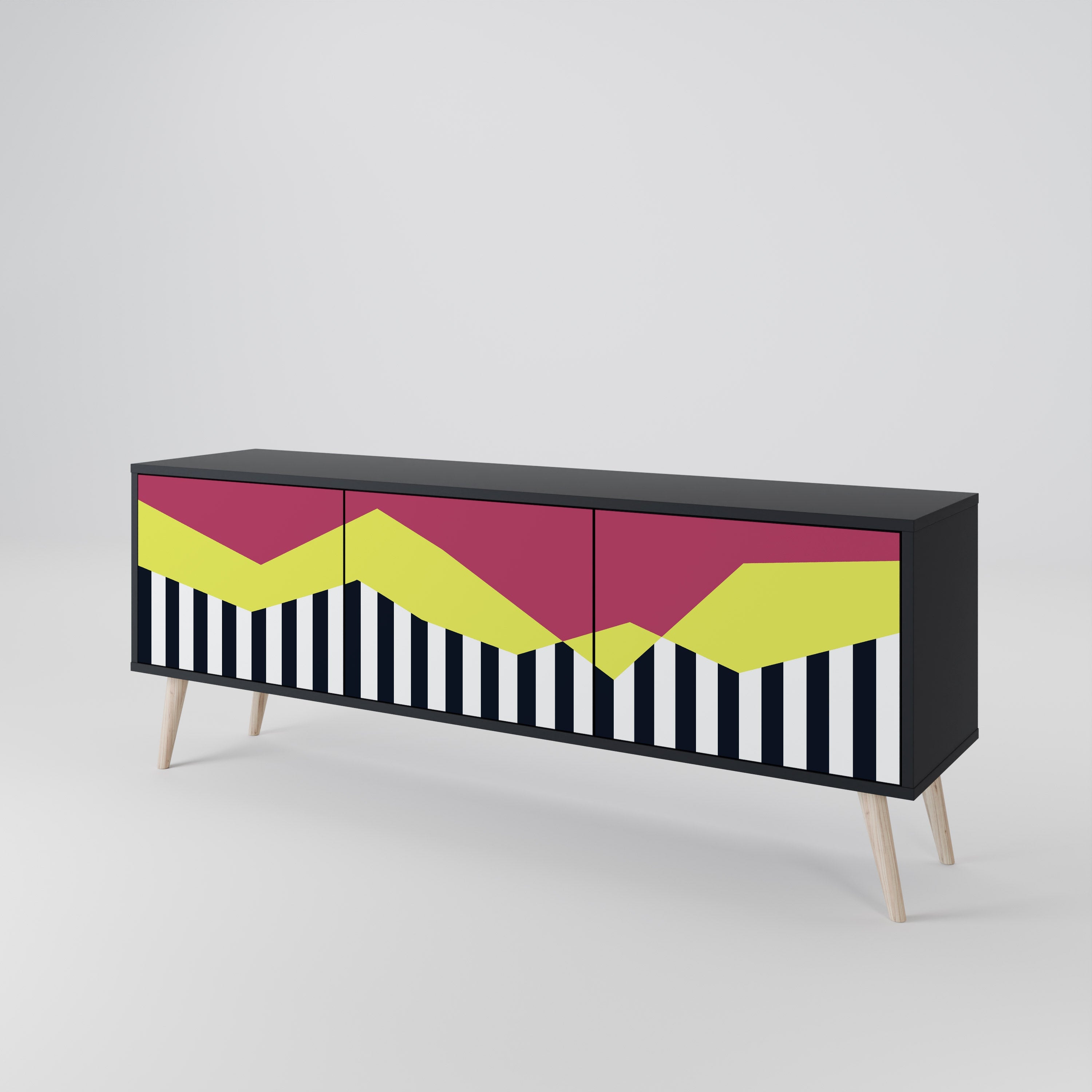 PIANO FANTASY TV-Lowboard mit 3 Türen in Schwarz