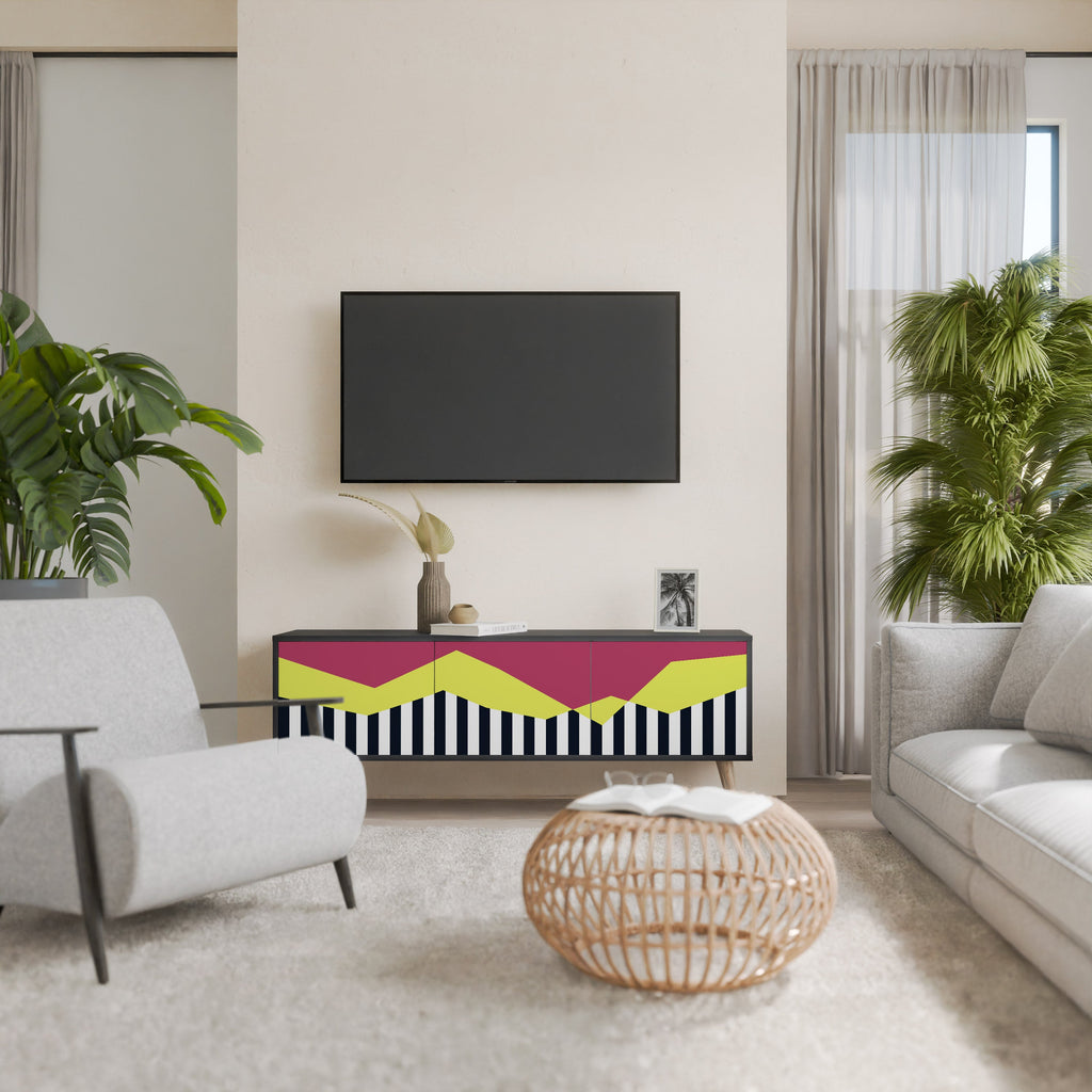 PIANO FANTASY TV-Lowboard mit 3 Türen in Schwarz