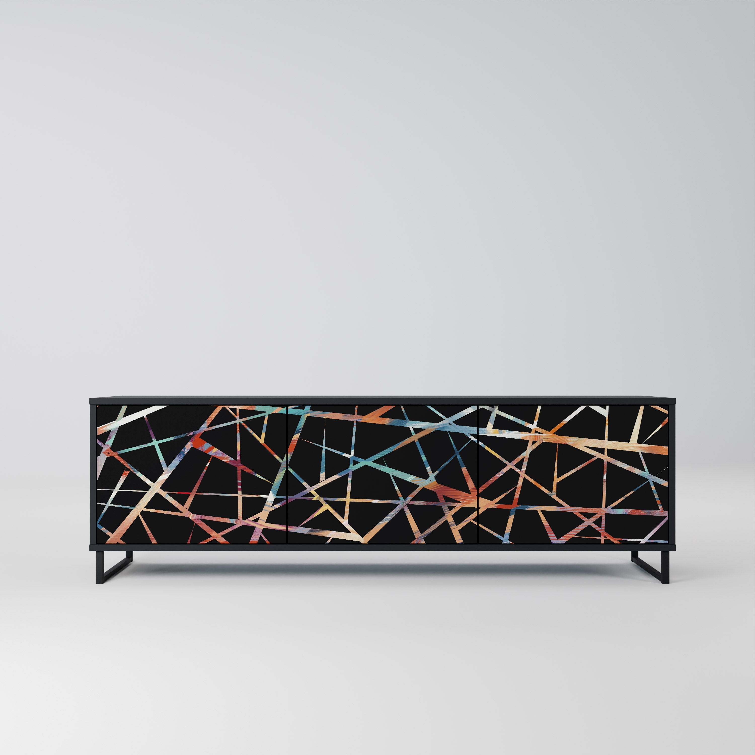 POLYGON VERVE TV-Lowboard mit 3 Türen in Schwarz