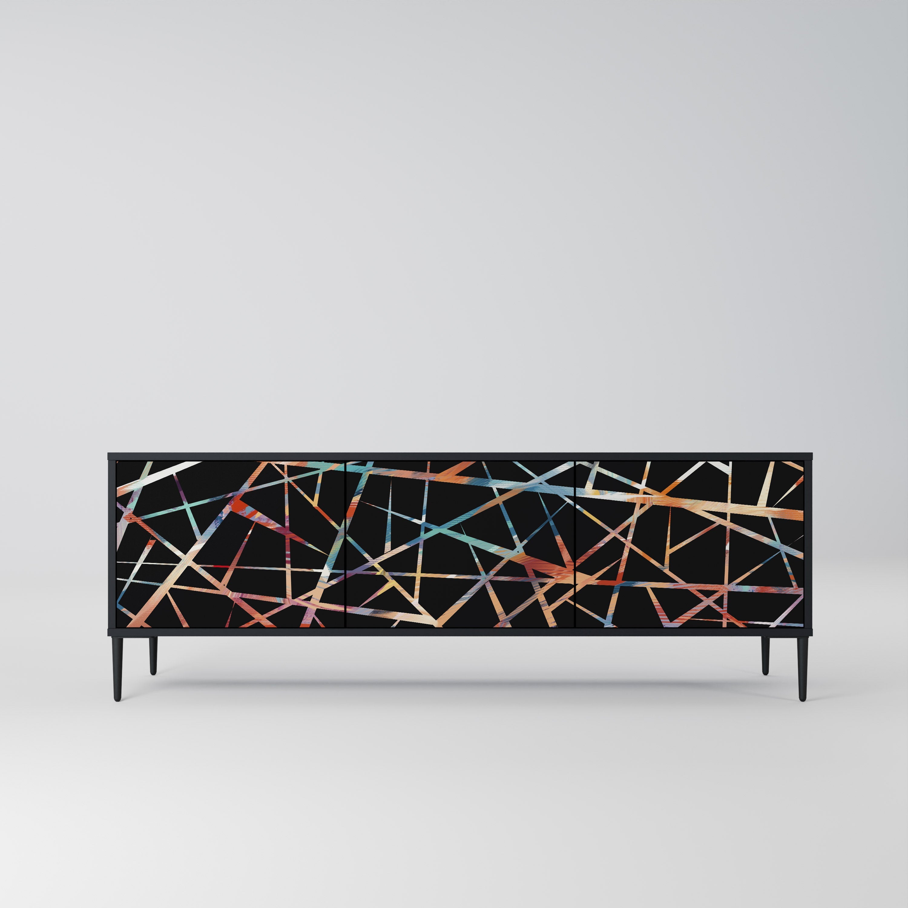 POLYGON VERVE TV-Lowboard mit 3 Türen in Schwarz