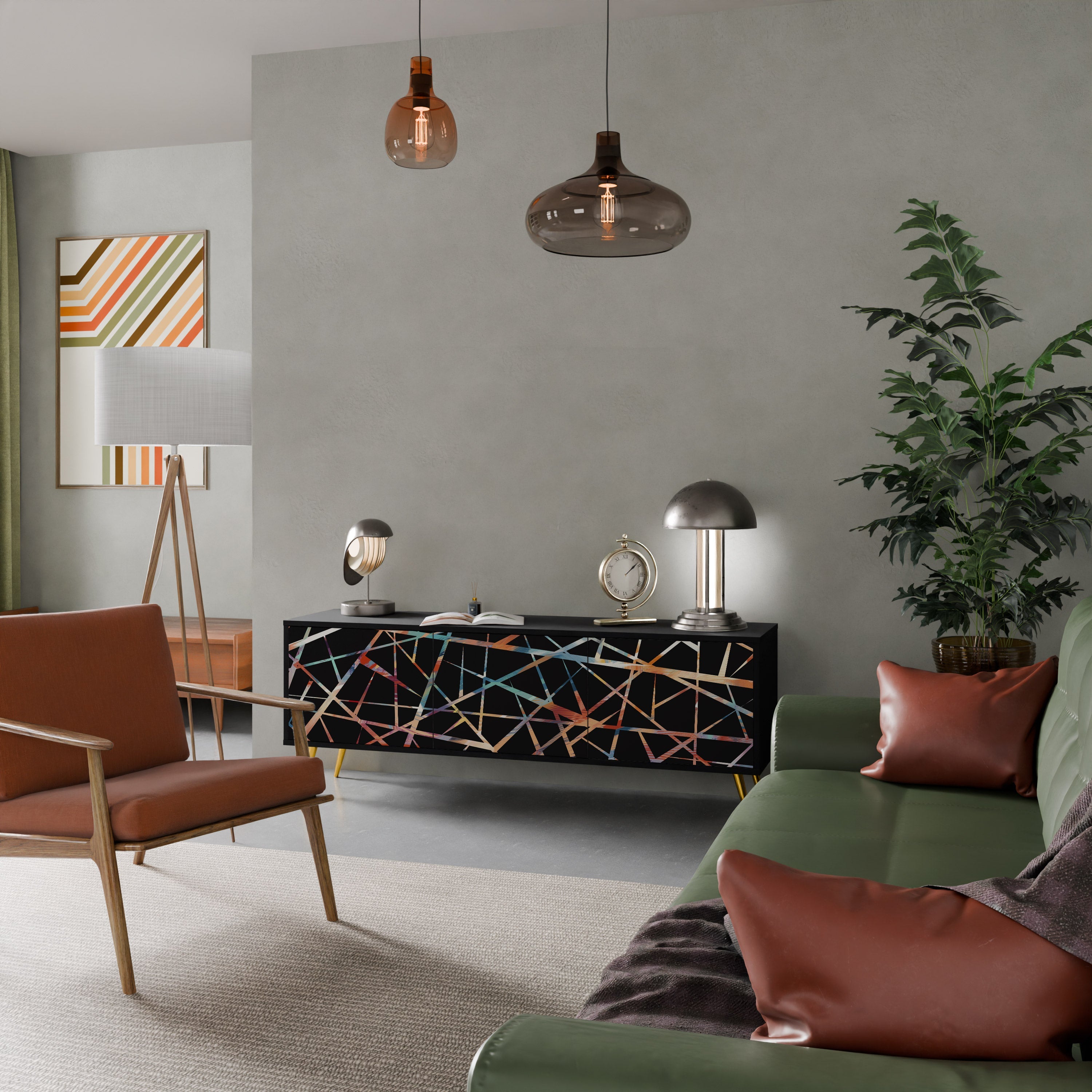 POLYGON VERVE TV-Lowboard mit 3 Türen in Schwarz