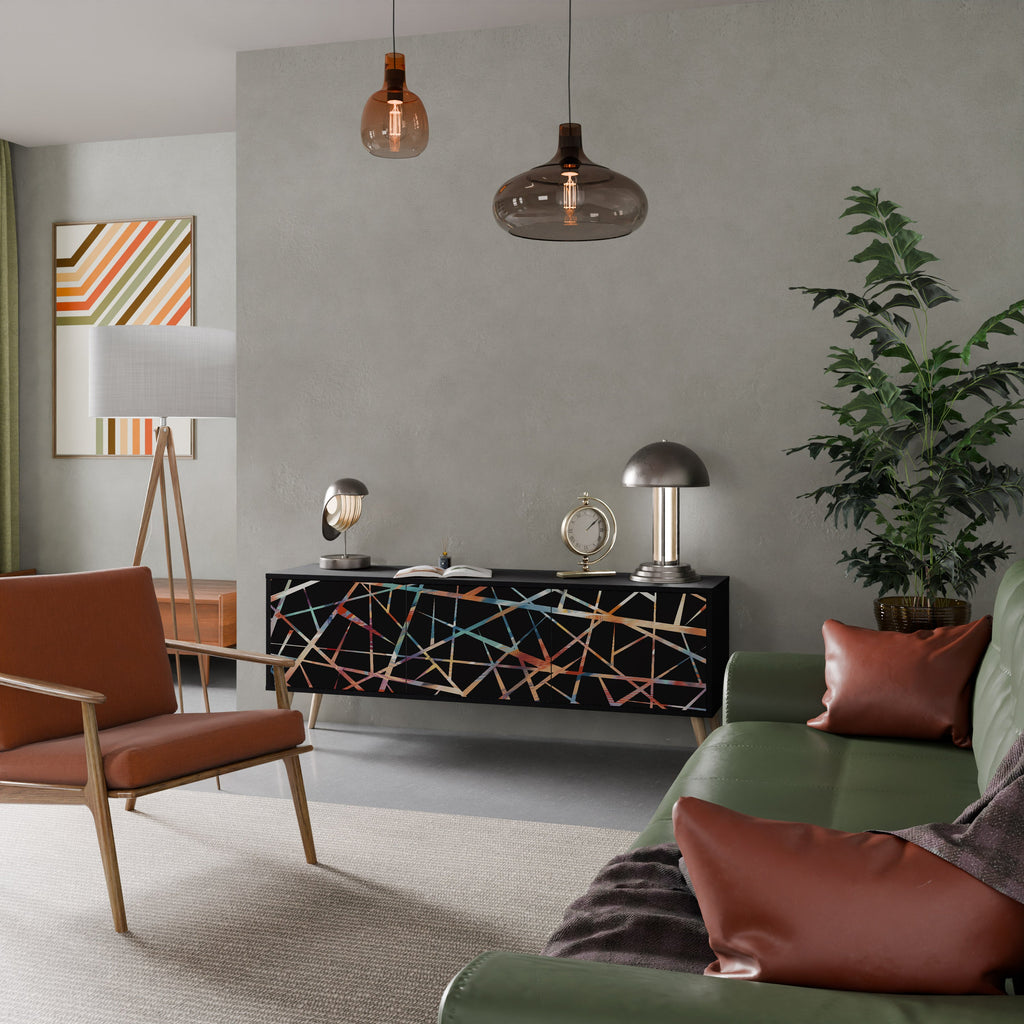 POLYGON VERVE TV-Lowboard mit 3 Türen in Schwarz