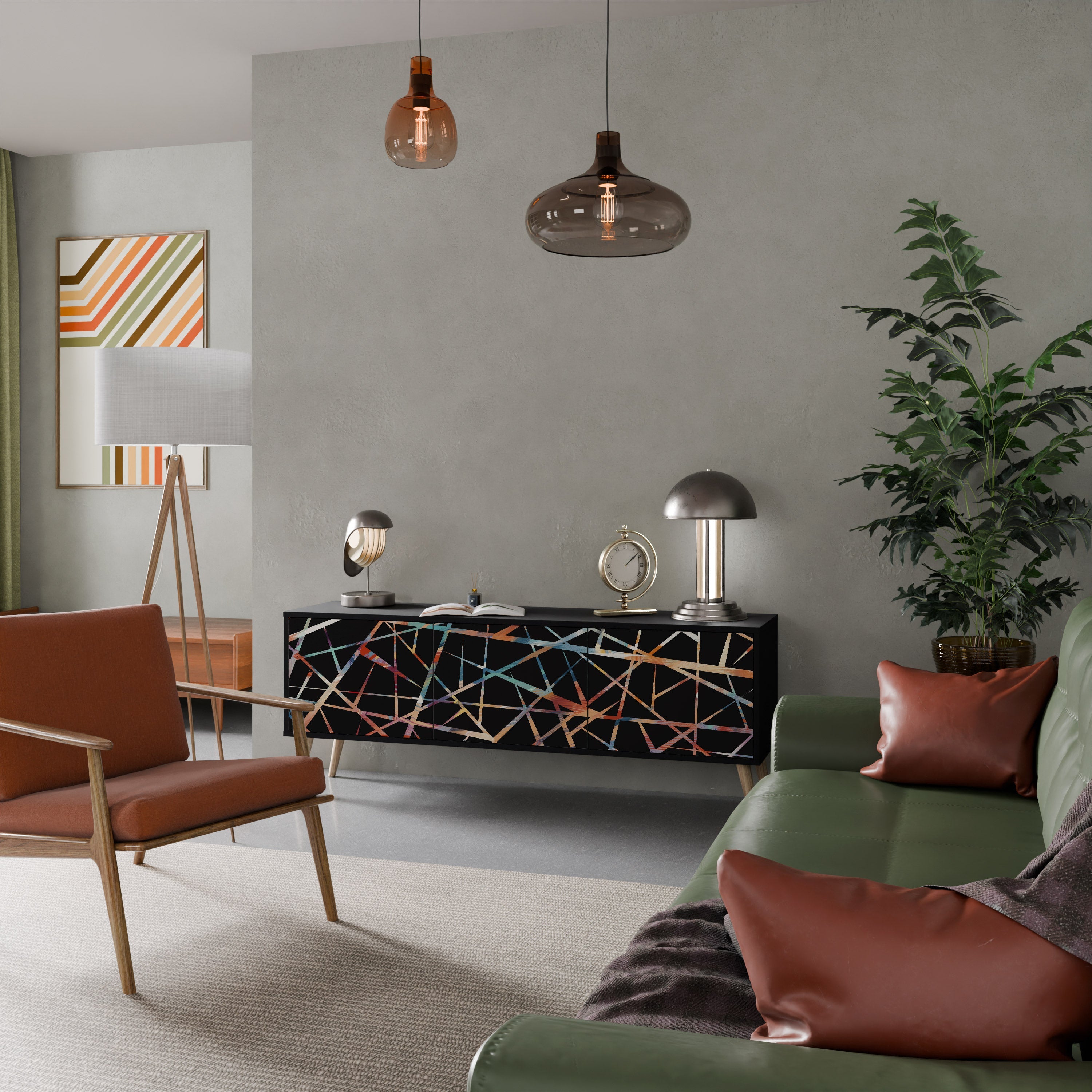 POLYGON VERVE TV-Lowboard mit 3 Türen in Schwarz