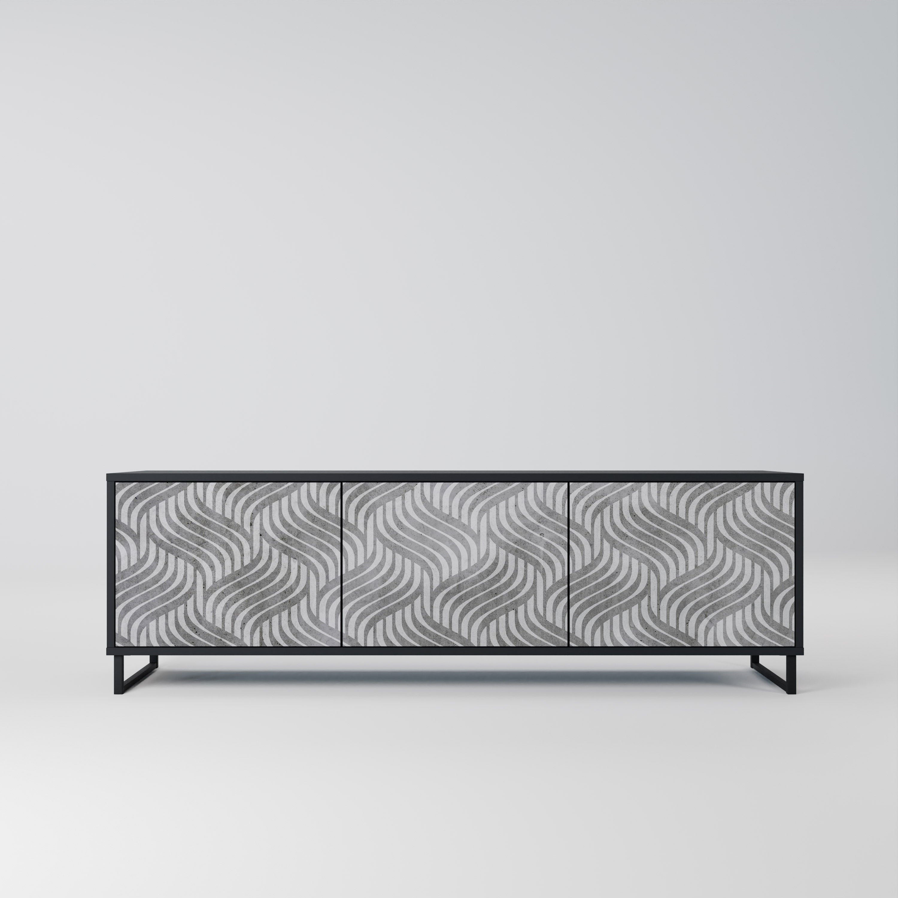 CONCRETE MOVEMENT TV-Lowboard mit 3 Türen in Schwarz