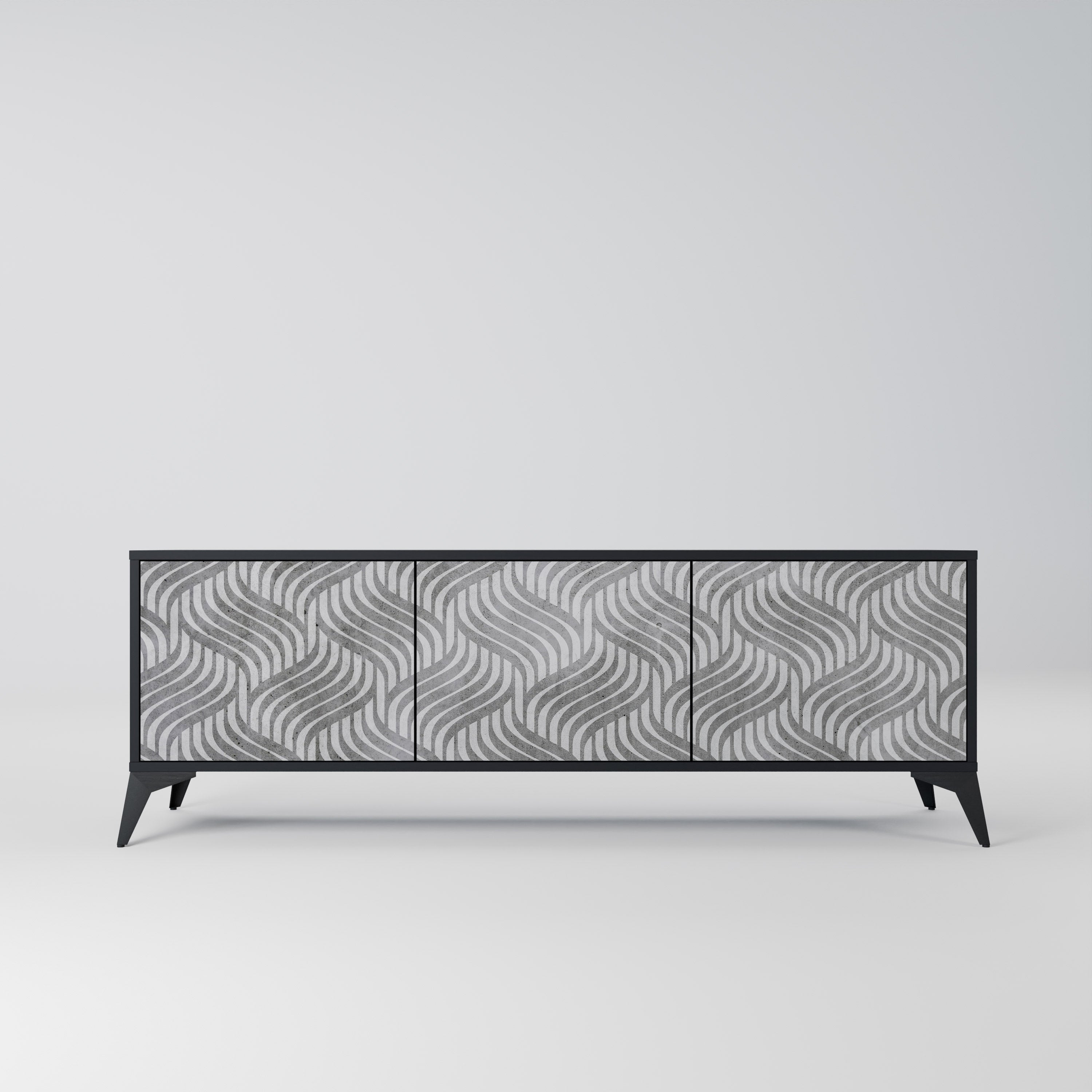 CONCRETE MOVEMENT TV-Lowboard mit 3 Türen in Schwarz