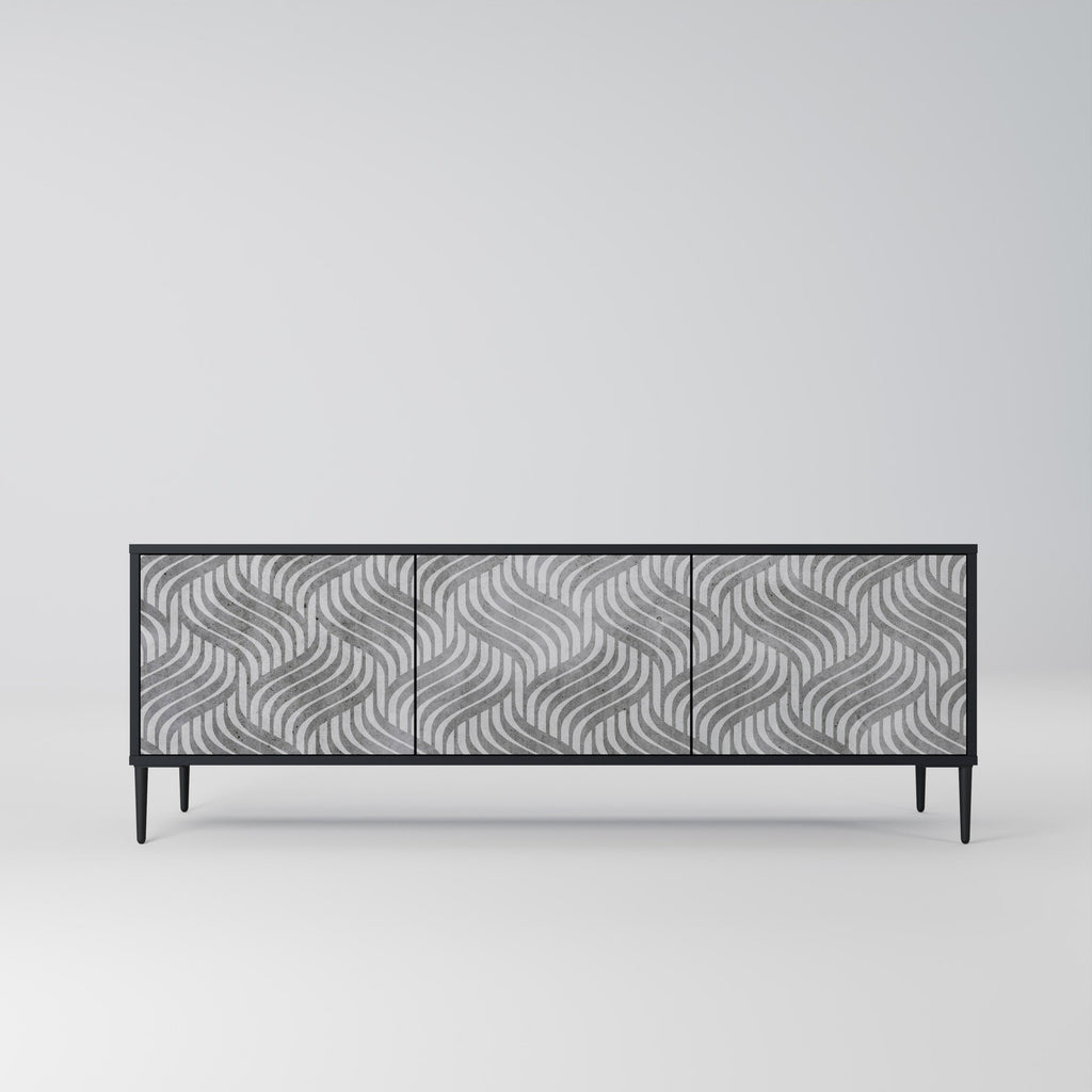 CONCRETE MOVEMENT TV-Lowboard mit 3 Türen in Schwarz