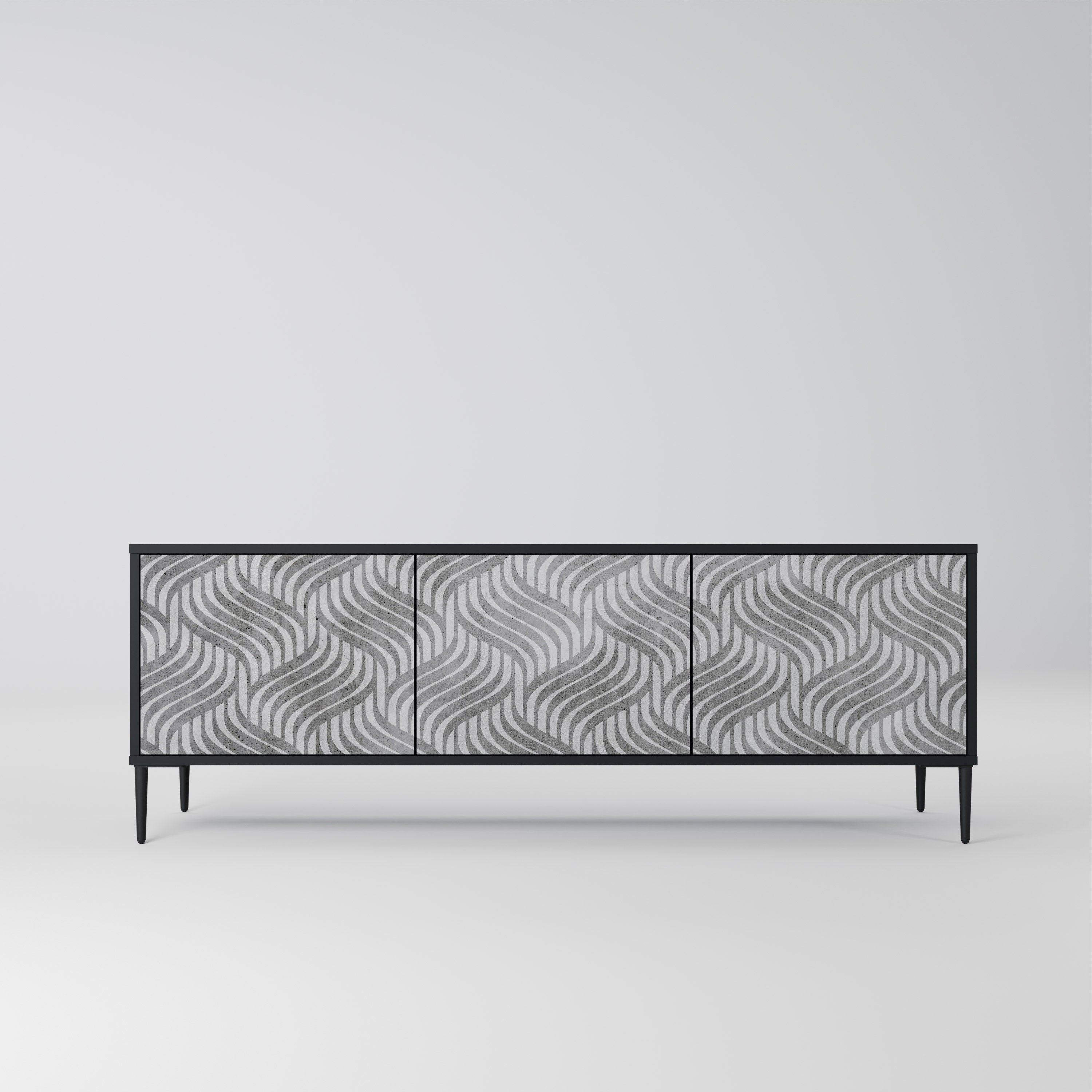 CONCRETE MOVEMENT TV-Lowboard mit 3 Türen in Schwarz