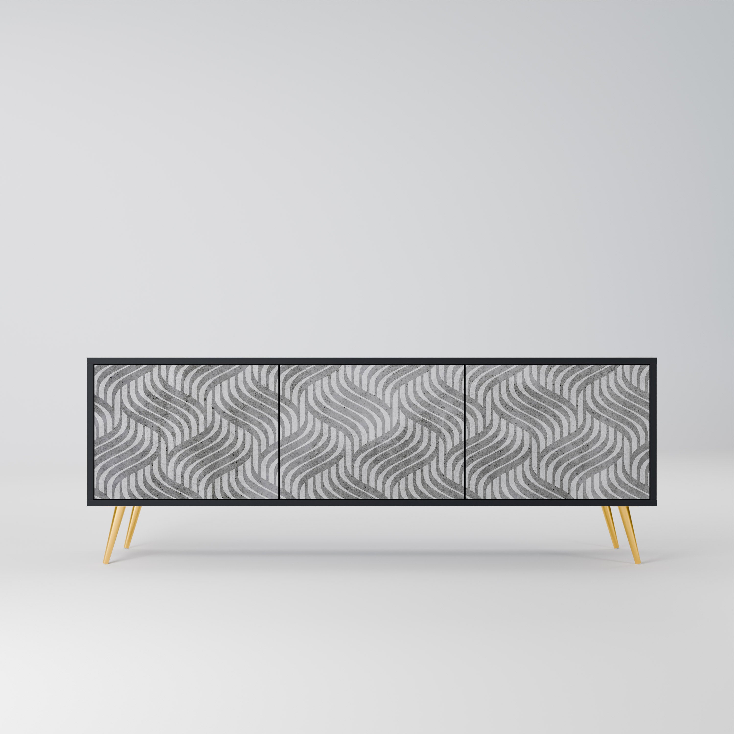 CONCRETE MOVEMENT TV-Lowboard mit 3 Türen in Schwarz