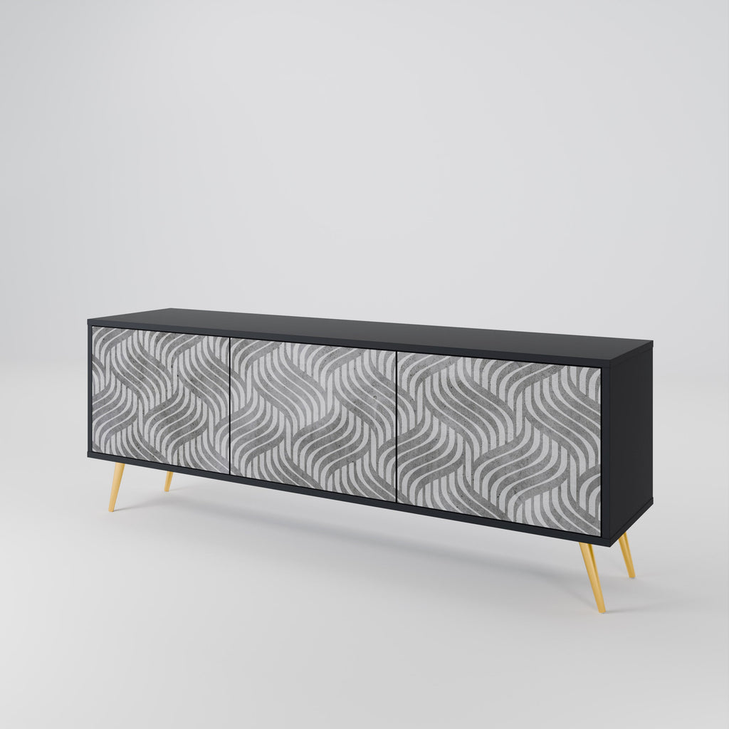 CONCRETE MOVEMENT TV-Lowboard mit 3 Türen in Schwarz