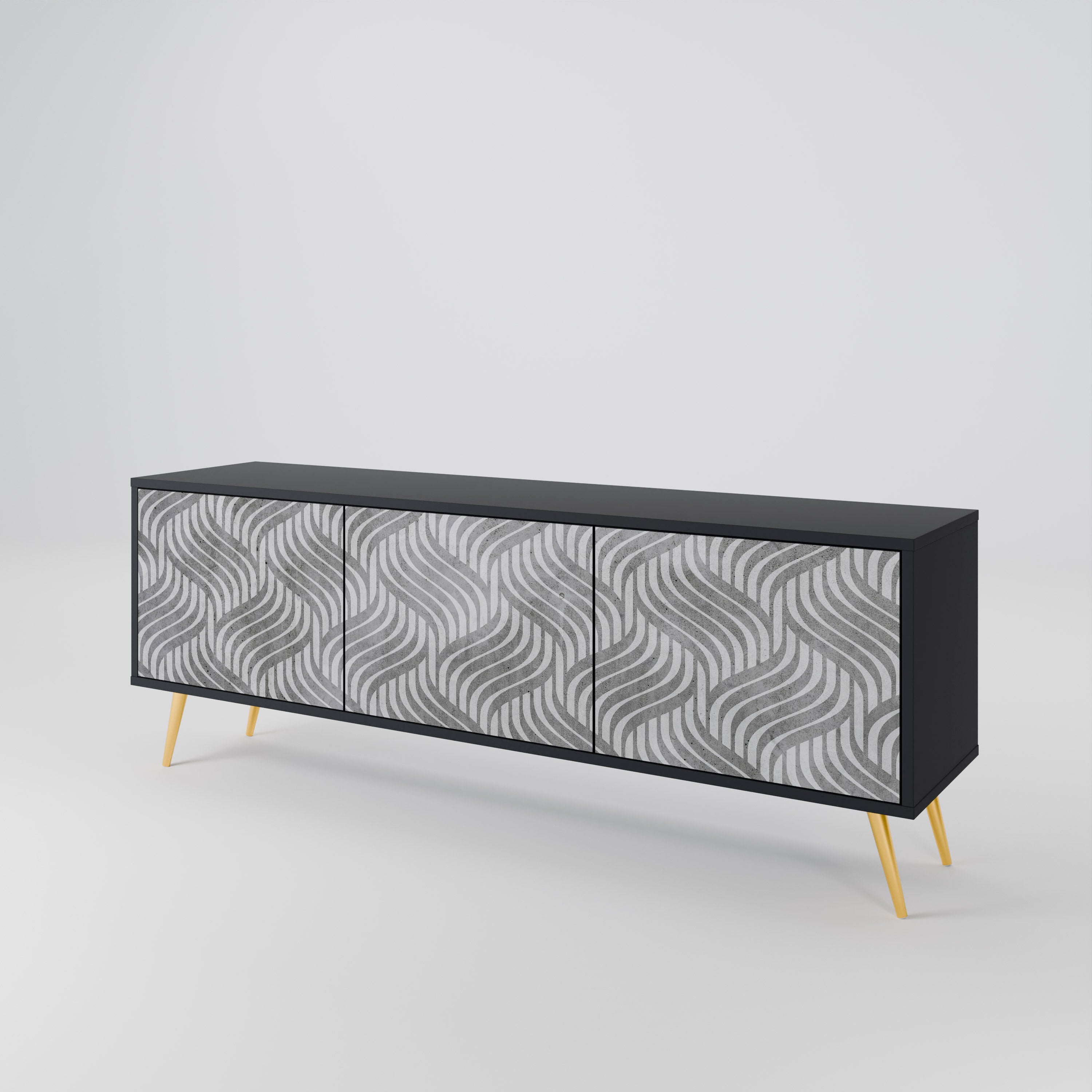 CONCRETE MOVEMENT TV-Lowboard mit 3 Türen in Schwarz