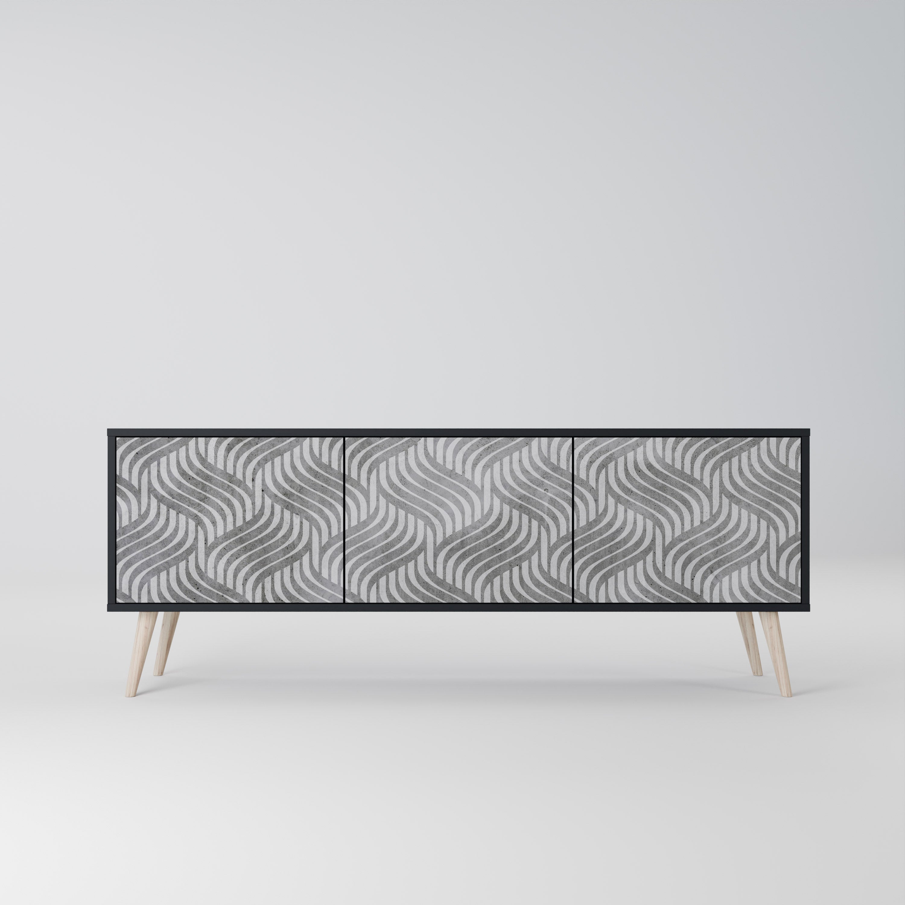 CONCRETE MOVEMENT TV-Lowboard mit 3 Türen in Schwarz