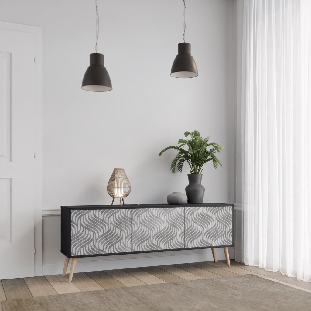 CONCRETE MOVEMENT TV-Lowboard mit 3 Türen in Schwarz