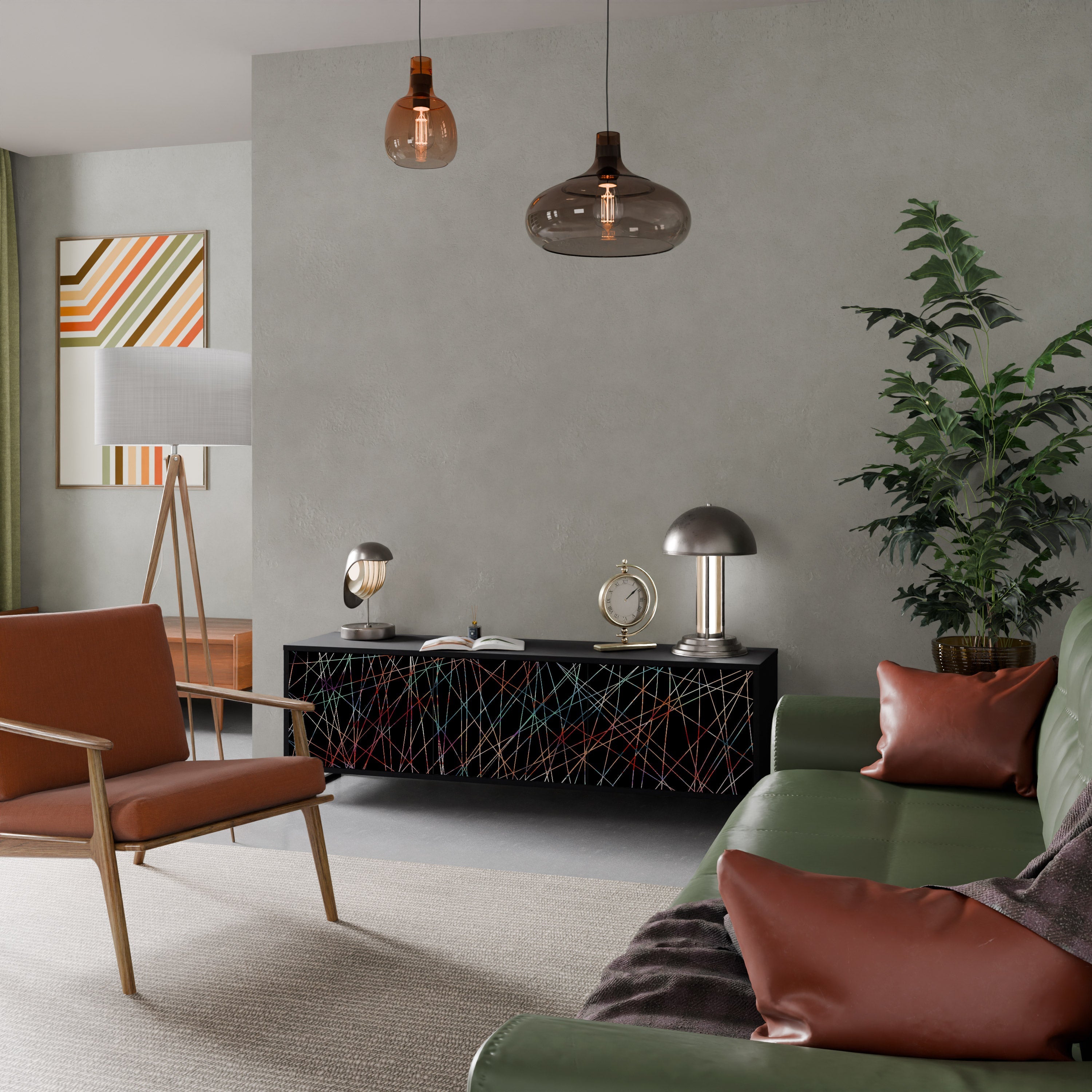 LUMINOUS SNARE TV-Lowboard mit 3 Türen in Schwarz