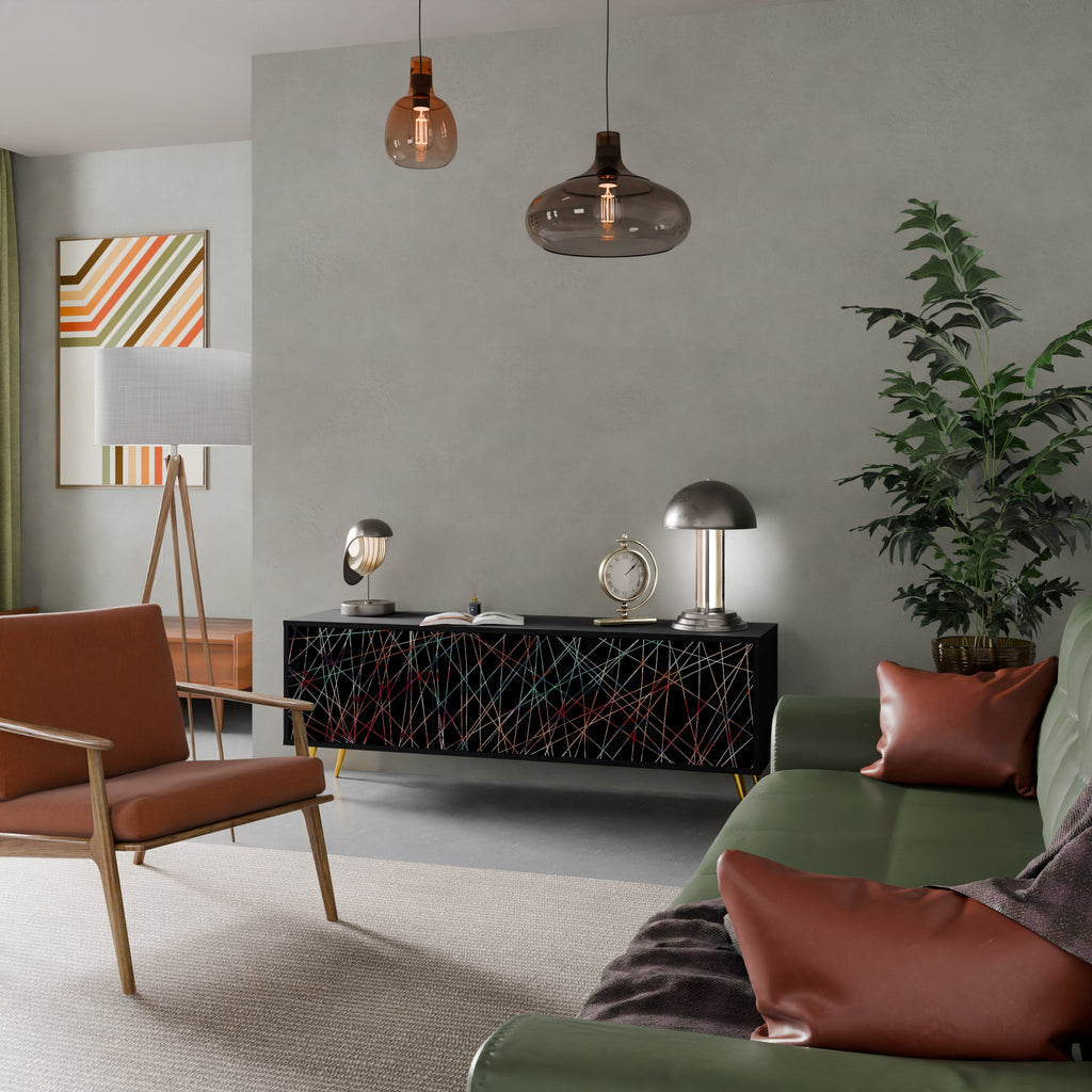 LUMINOUS SNARE TV-Lowboard mit 3 Türen in Schwarz