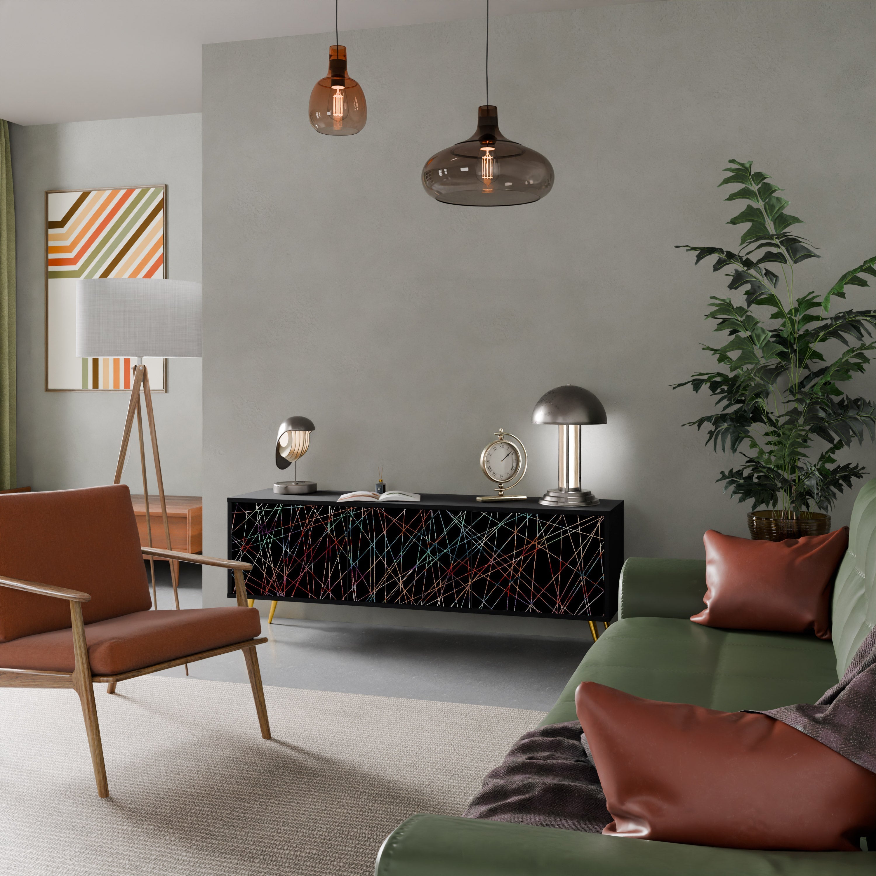 LUMINOUS SNARE TV-Lowboard mit 3 Türen in Schwarz