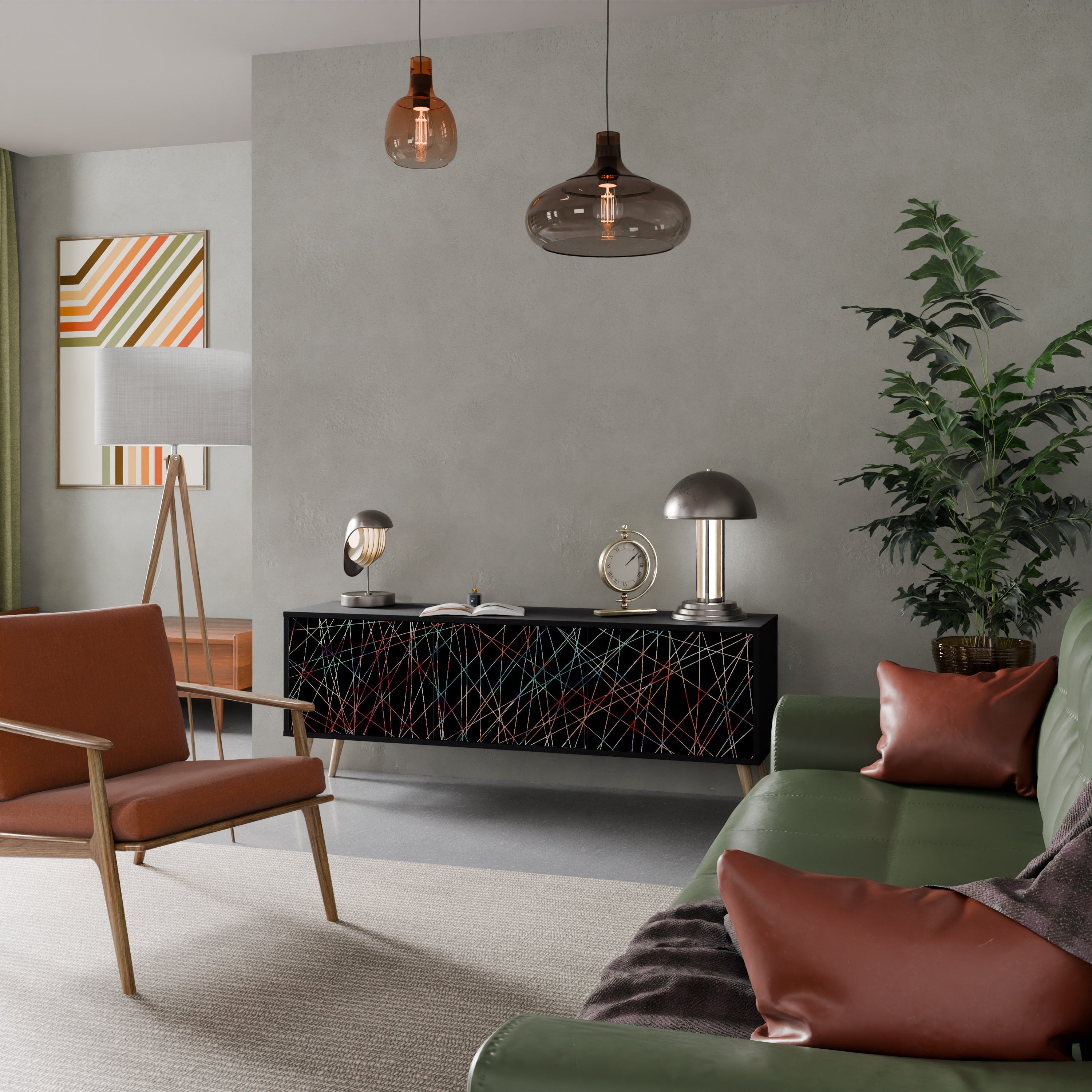 LUMINOUS SNARE TV-Lowboard mit 3 Türen in Schwarz