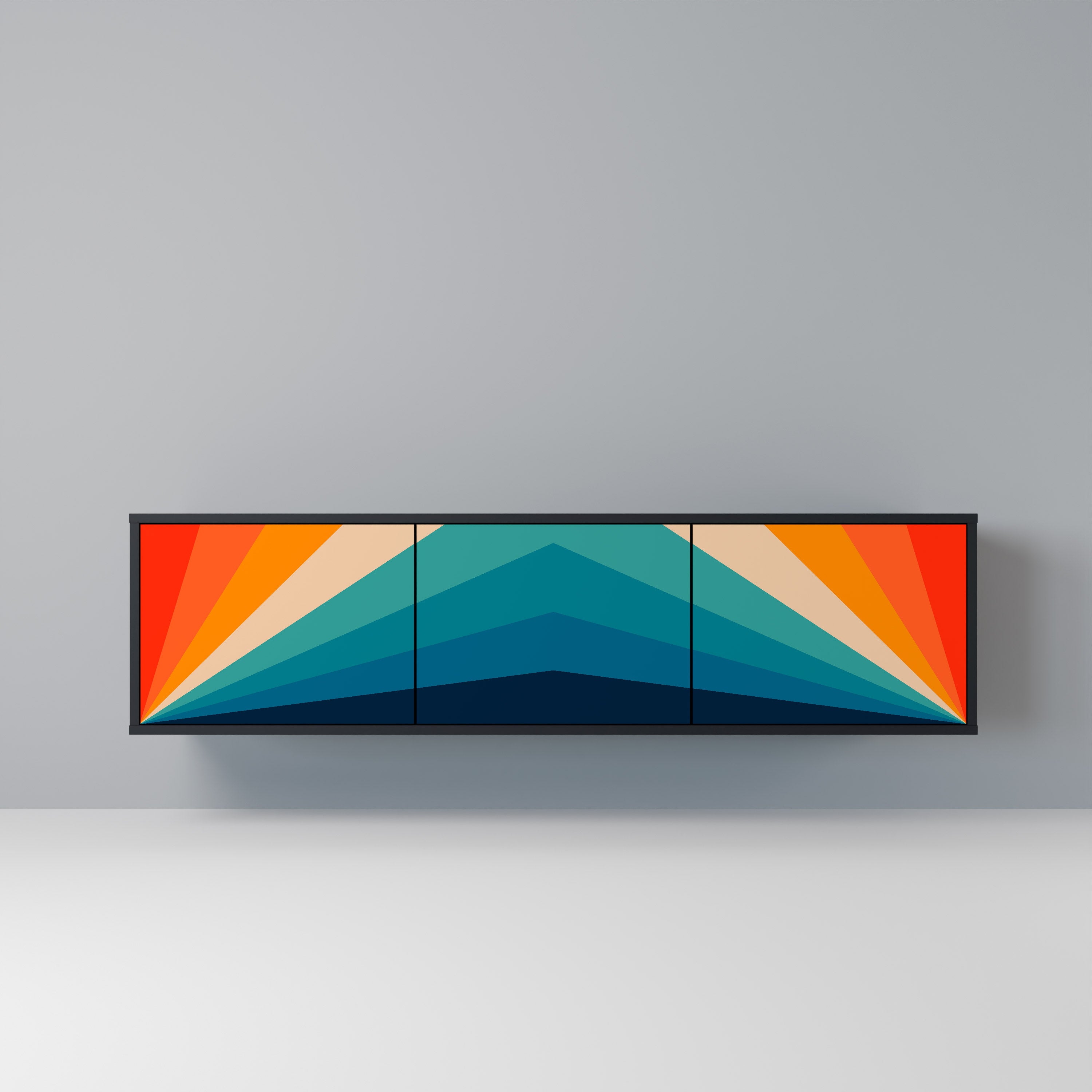 PRISM CONCUSSION TV-Lowboard mit 3 Türen in Schwarz