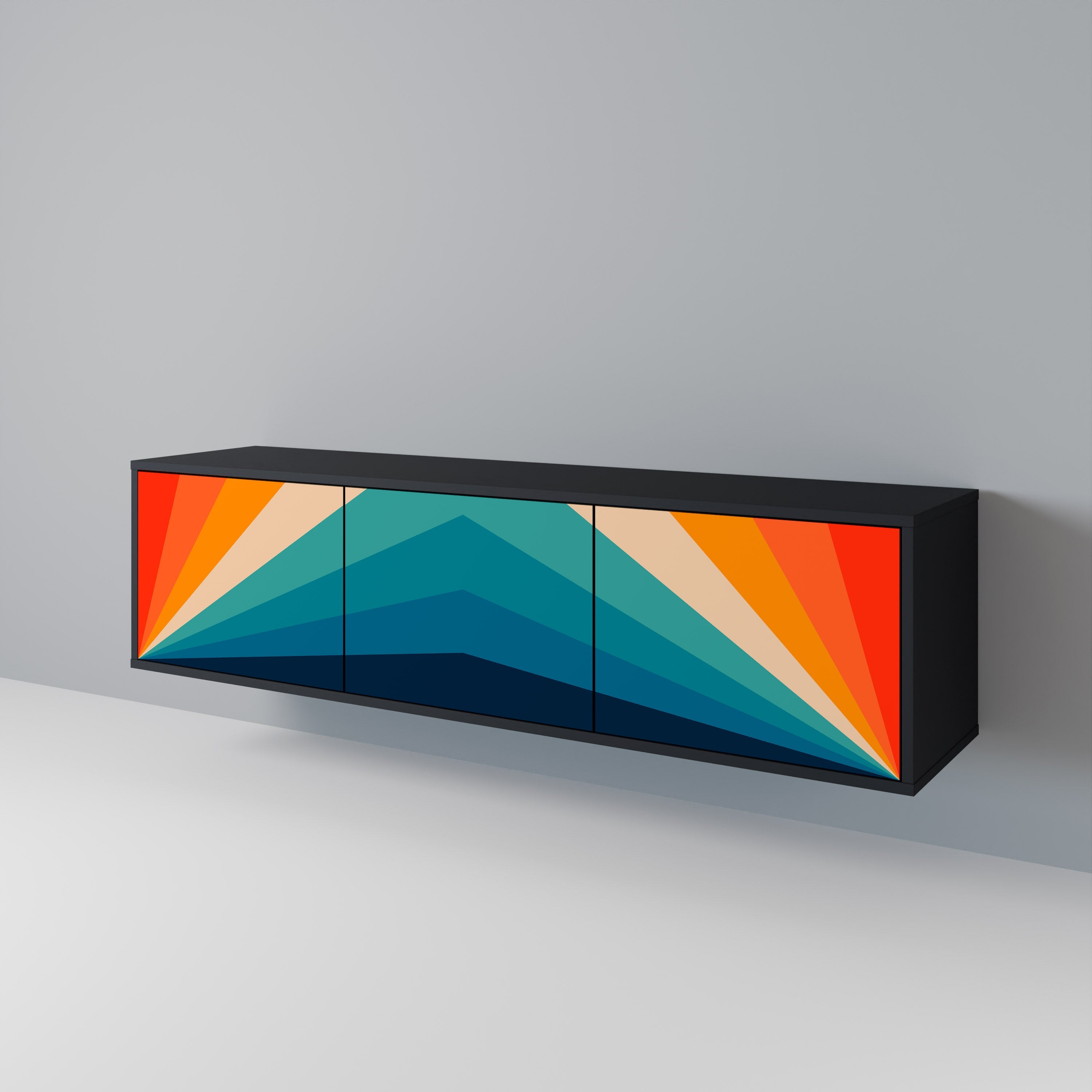 PRISM CONCUSSION TV-Lowboard mit 3 Türen in Schwarz