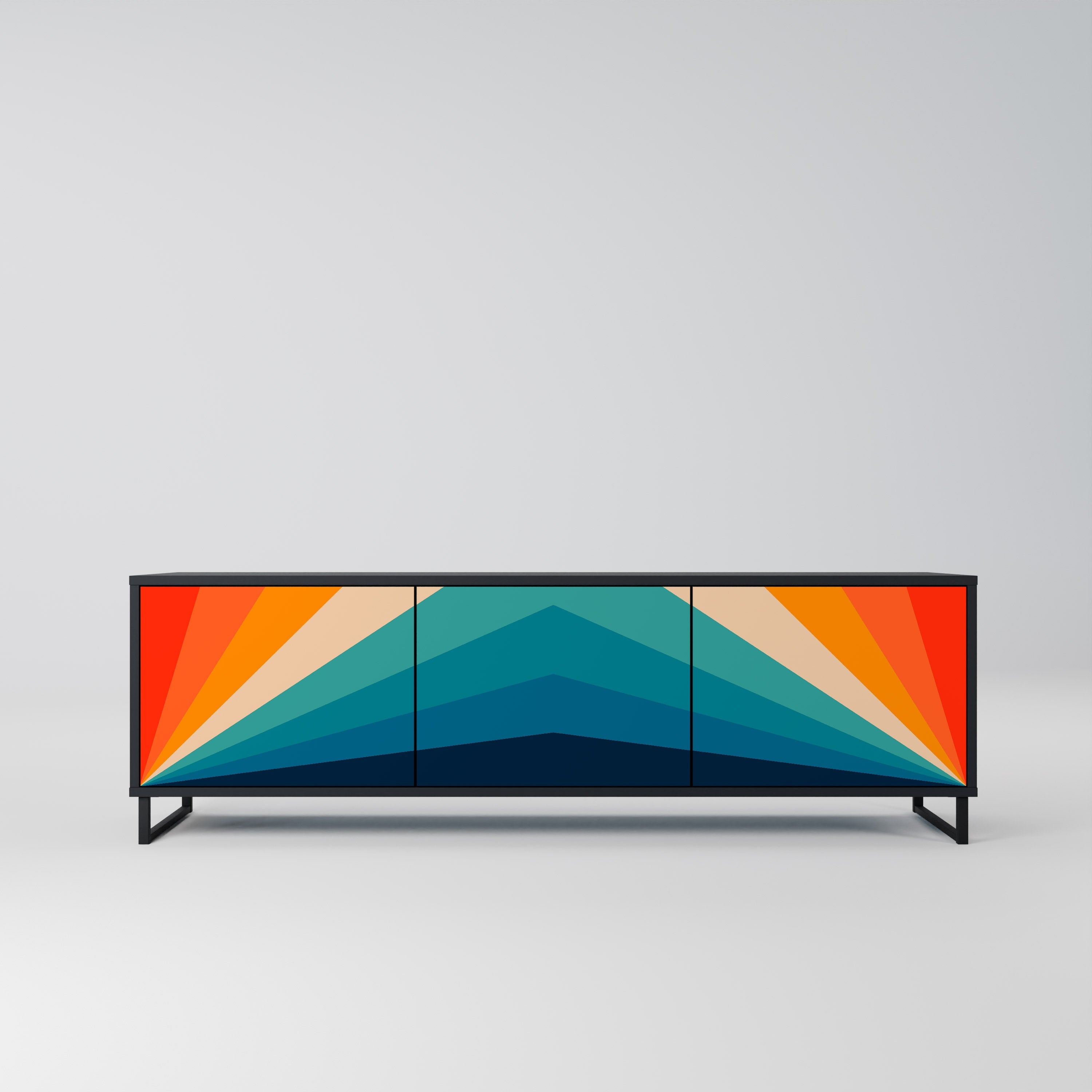 PRISM CONCUSSION TV-Lowboard mit 3 Türen in Schwarz