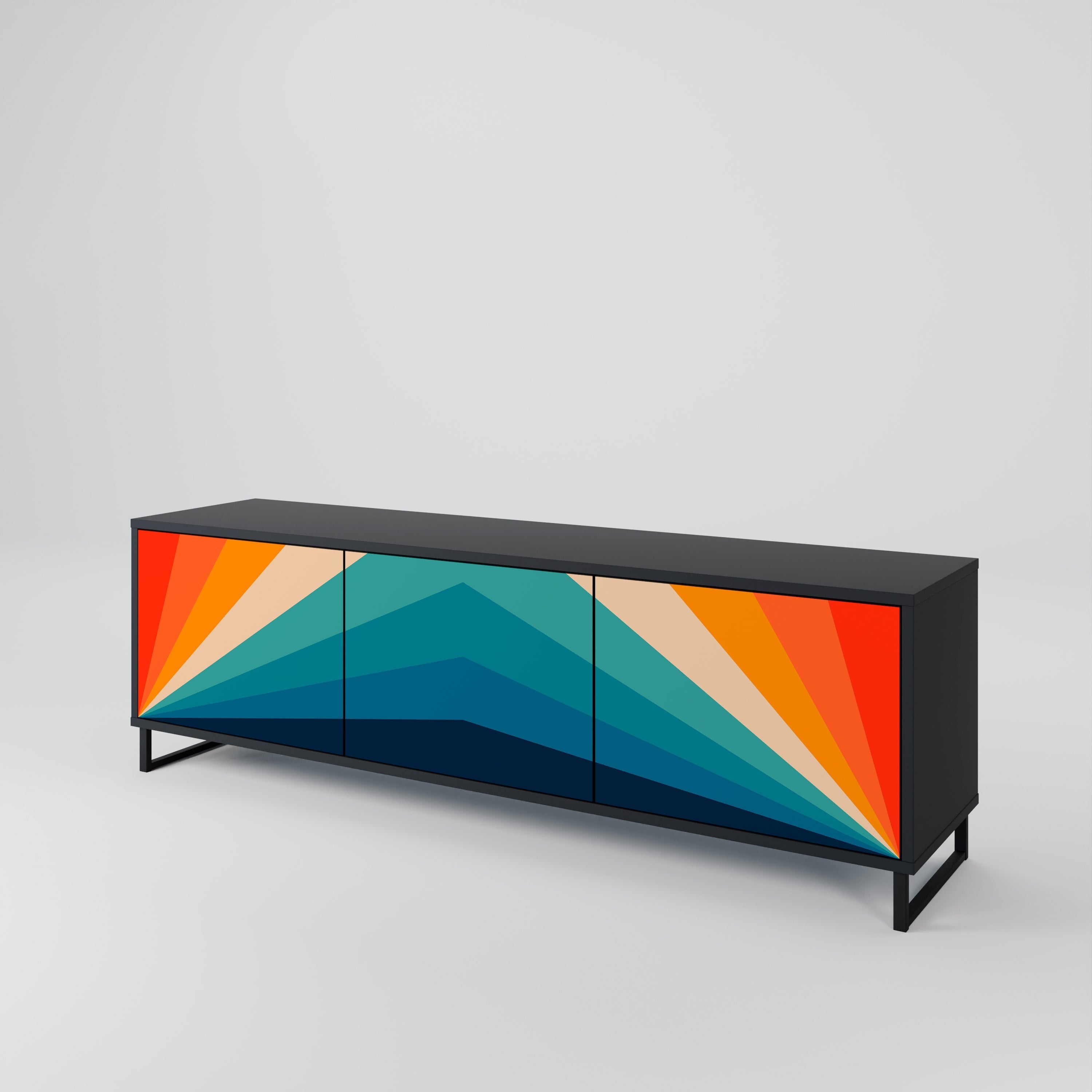 PRISM CONCUSSION TV-Lowboard mit 3 Türen in Schwarz