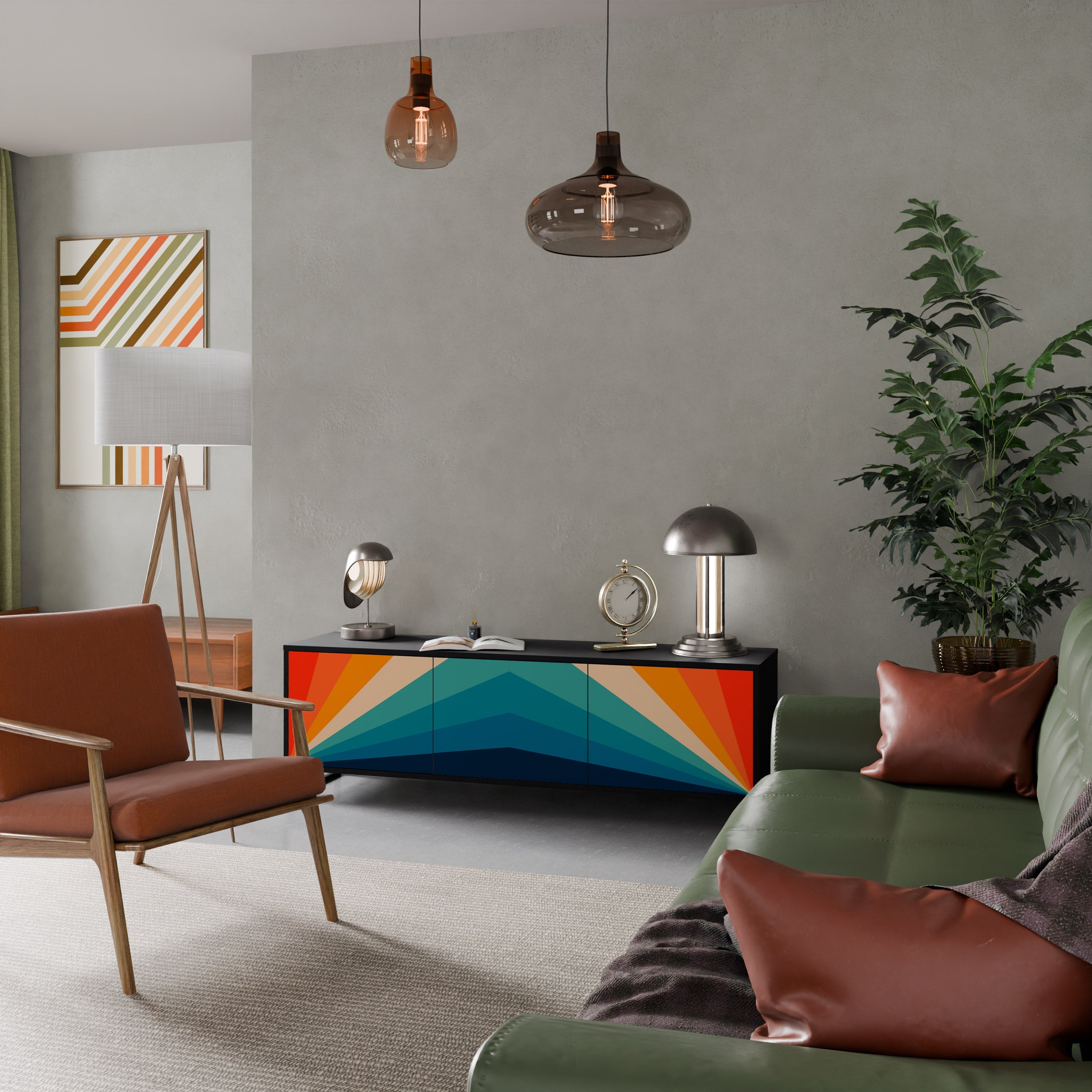 PRISM CONCUSSION TV-Lowboard mit 3 Türen in Schwarz