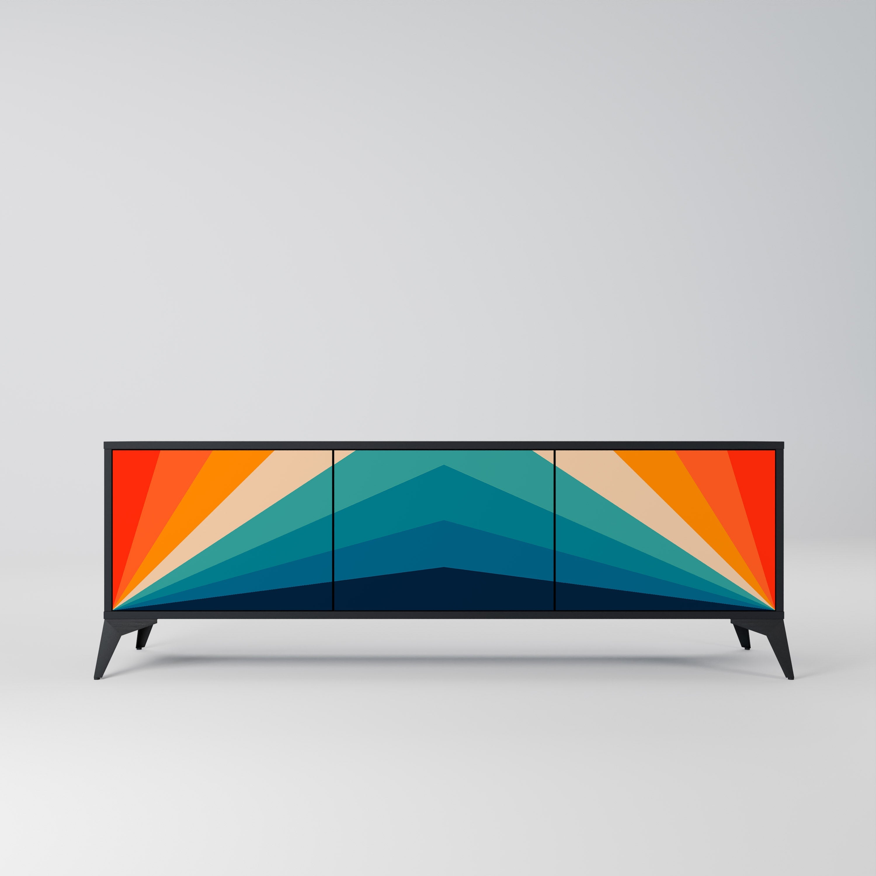 PRISM CONCUSSION TV-Lowboard mit 3 Türen in Schwarz