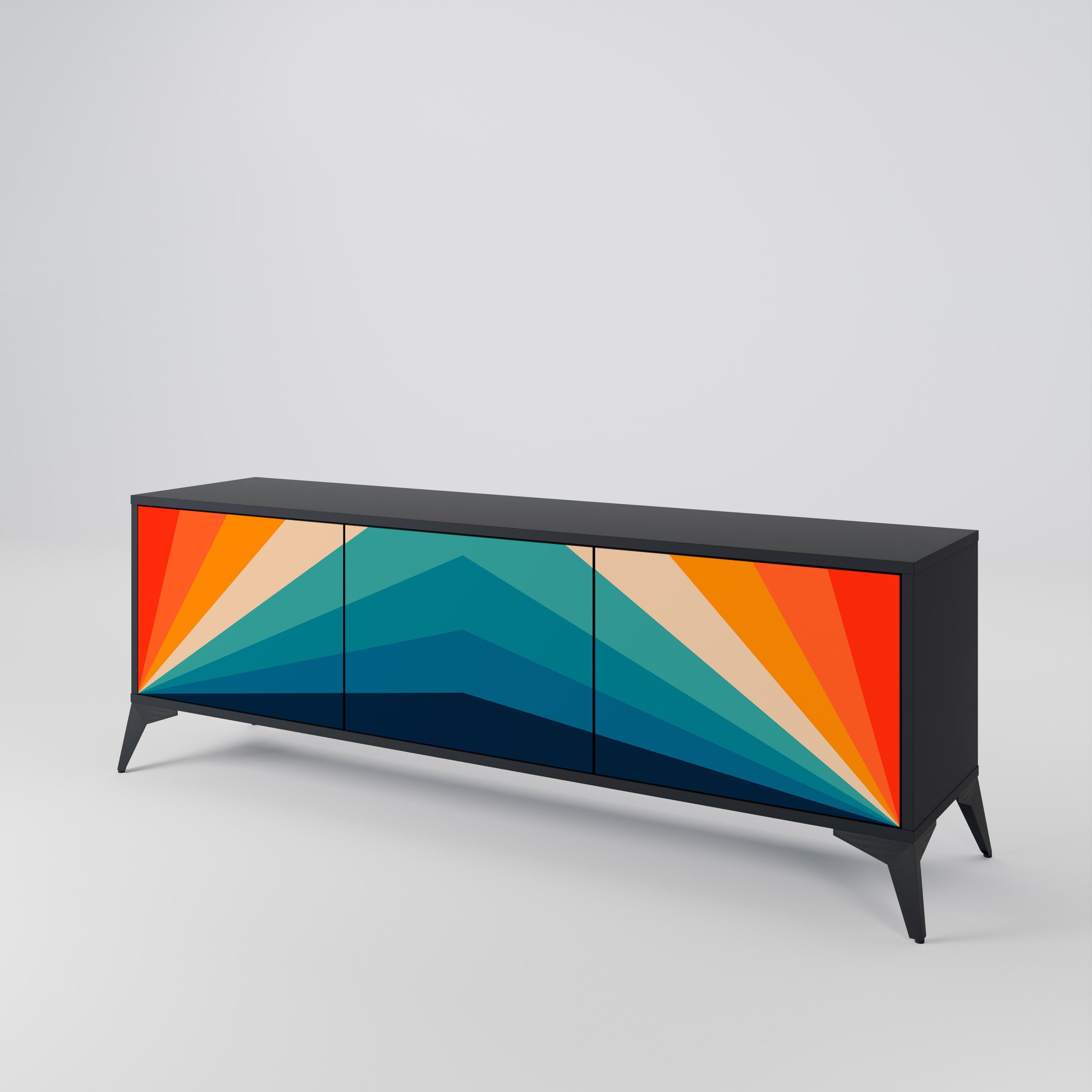 PRISM CONCUSSION TV-Lowboard mit 3 Türen in Schwarz