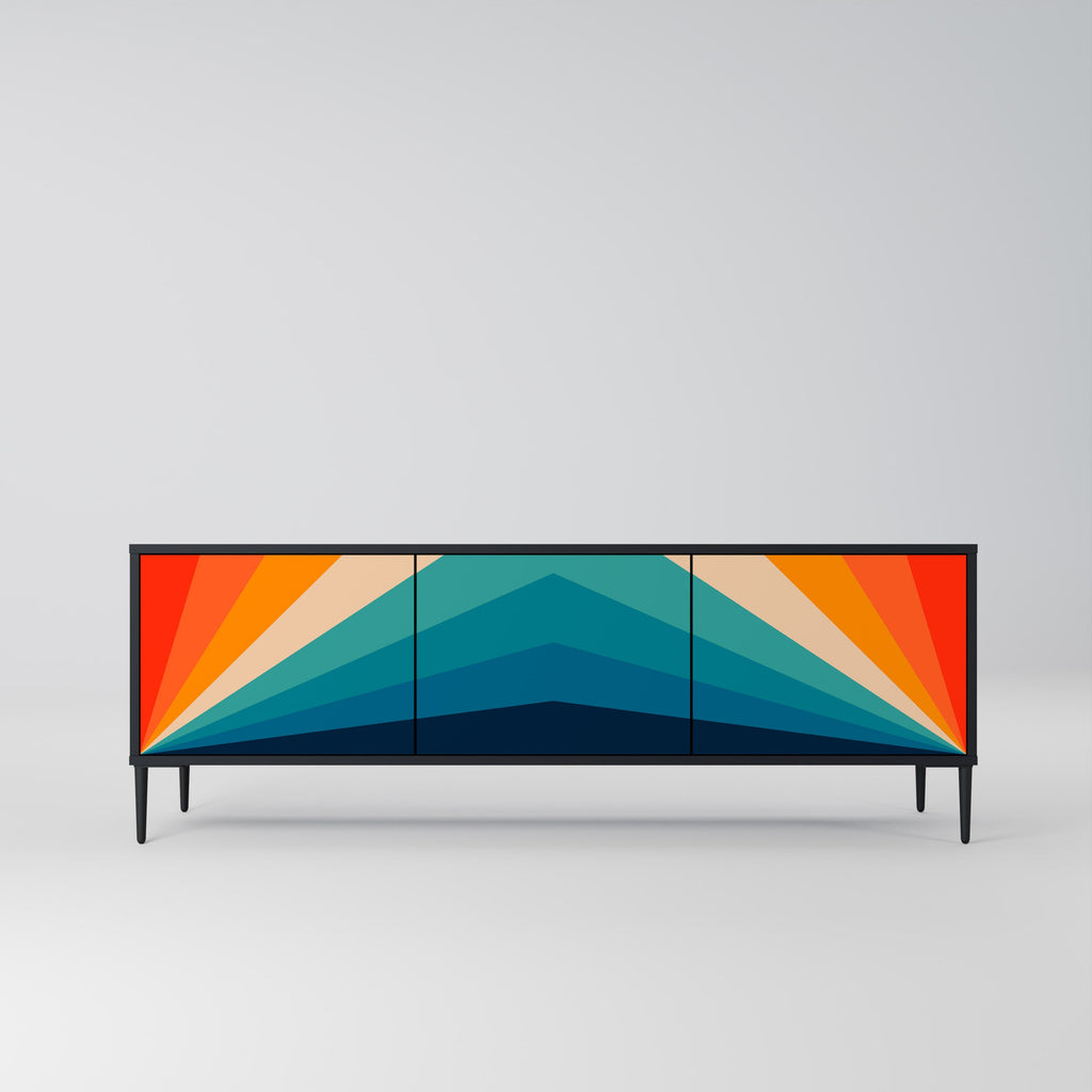 PRISM CONCUSSION TV-Lowboard mit 3 Türen in Schwarz