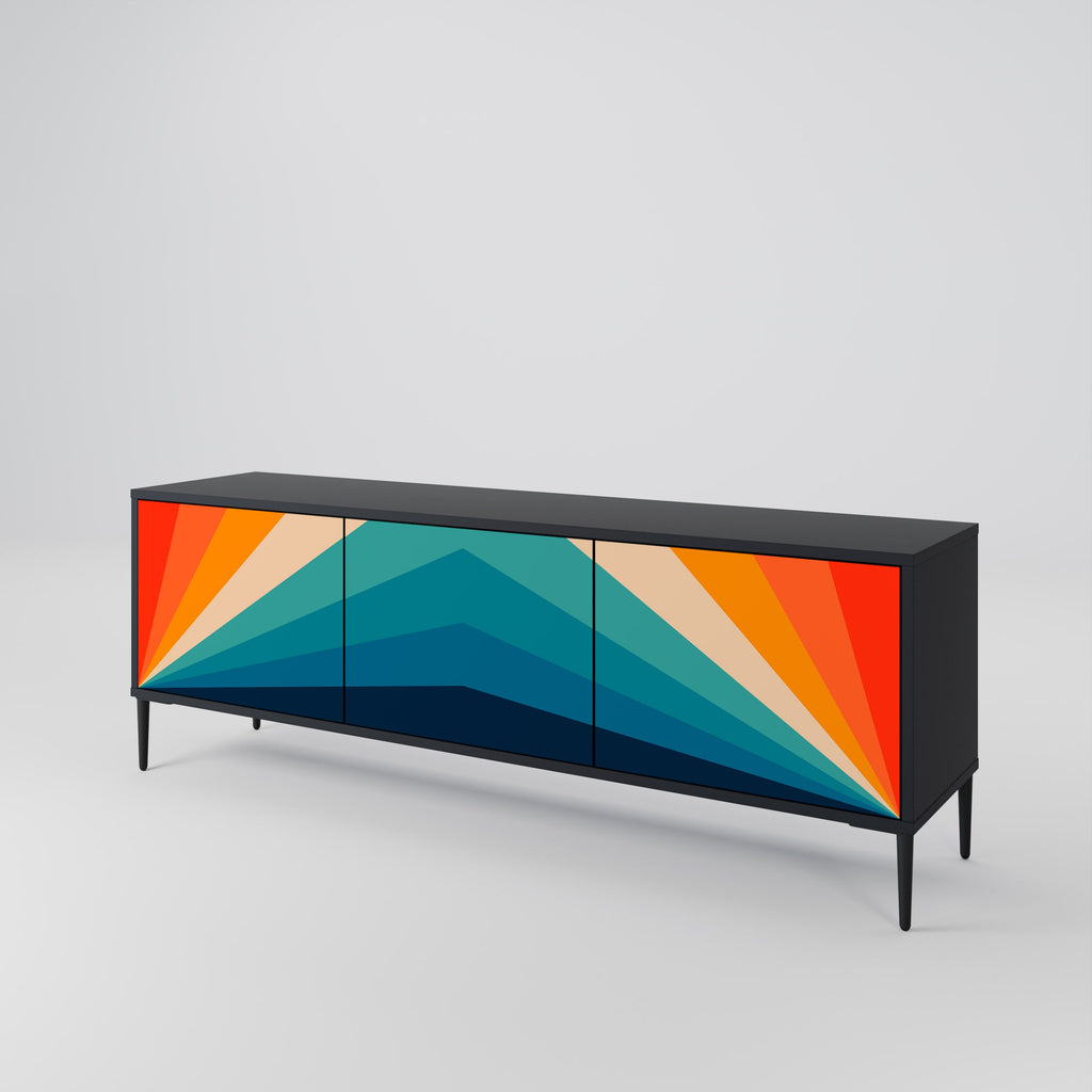 PRISM CONCUSSION TV-Lowboard mit 3 Türen in Schwarz