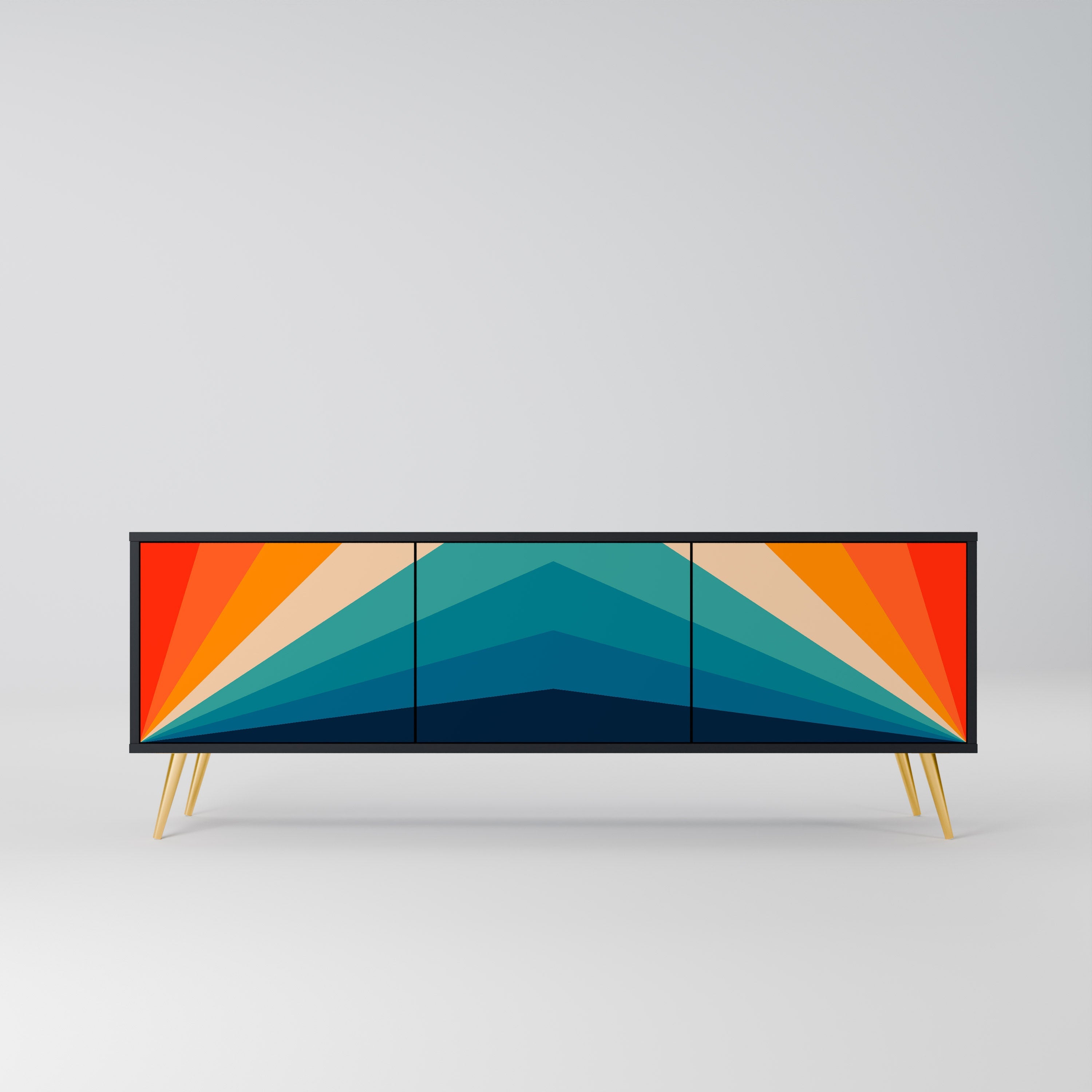 PRISM CONCUSSION TV-Lowboard mit 3 Türen in Schwarz