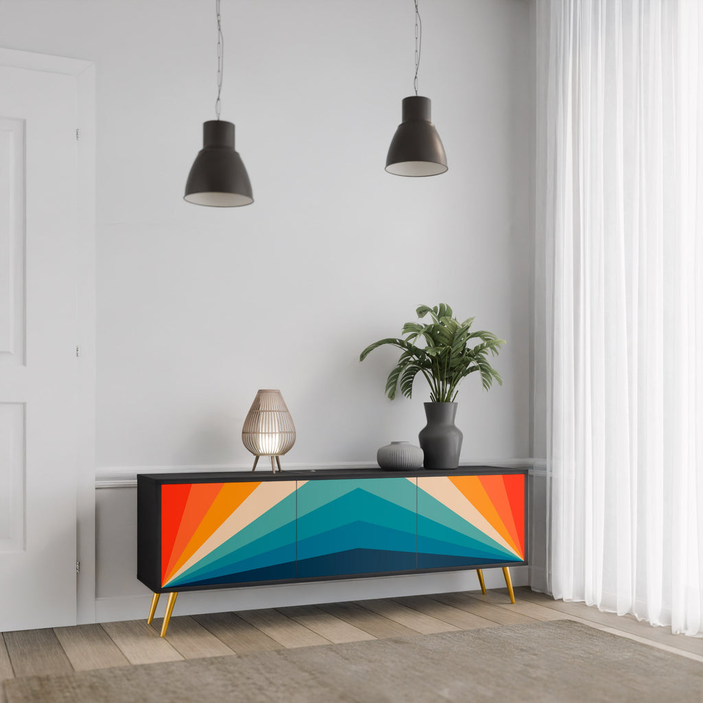 PRISM CONCUSSION TV-Lowboard mit 3 Türen in Schwarz