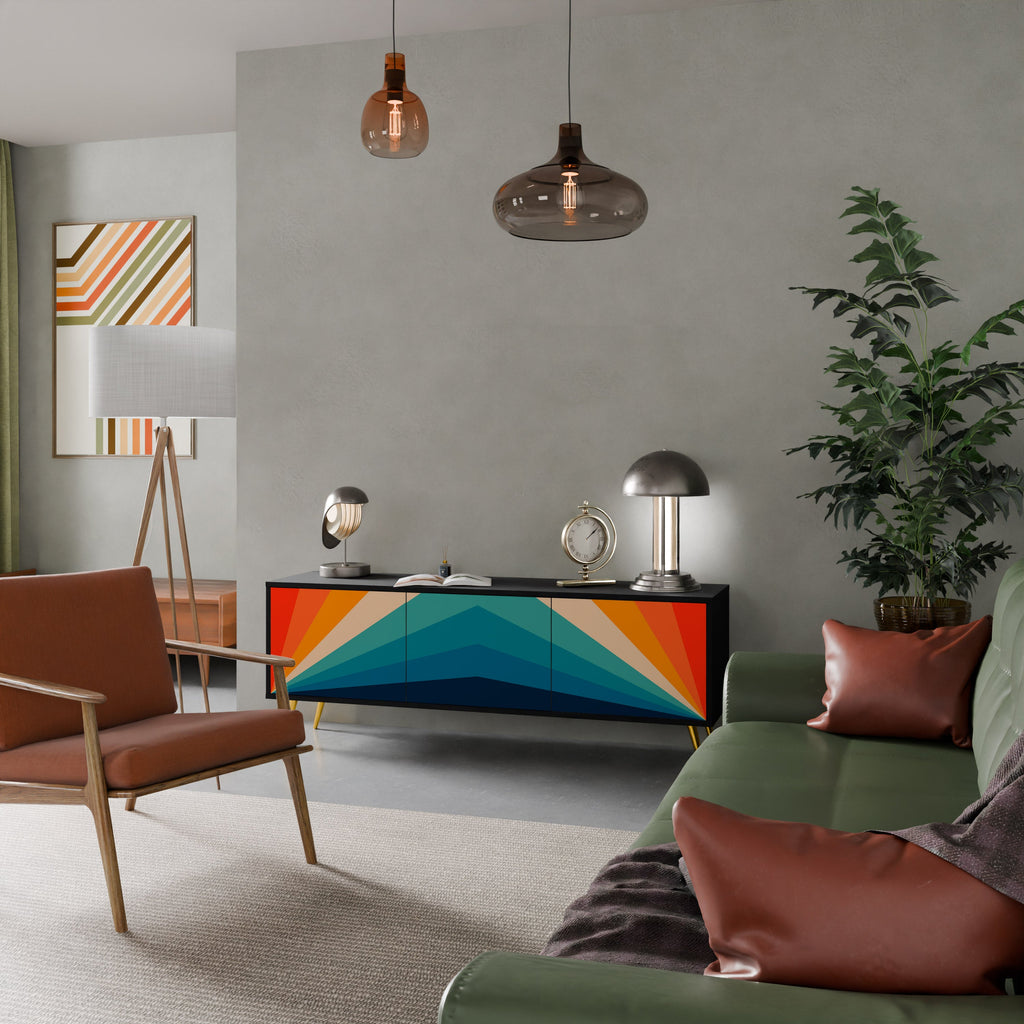 PRISM CONCUSSION TV-Lowboard mit 3 Türen in Schwarz