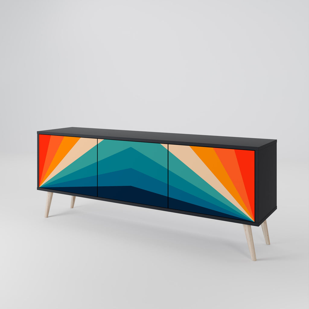 PRISM CONCUSSION TV-Lowboard mit 3 Türen in Schwarz