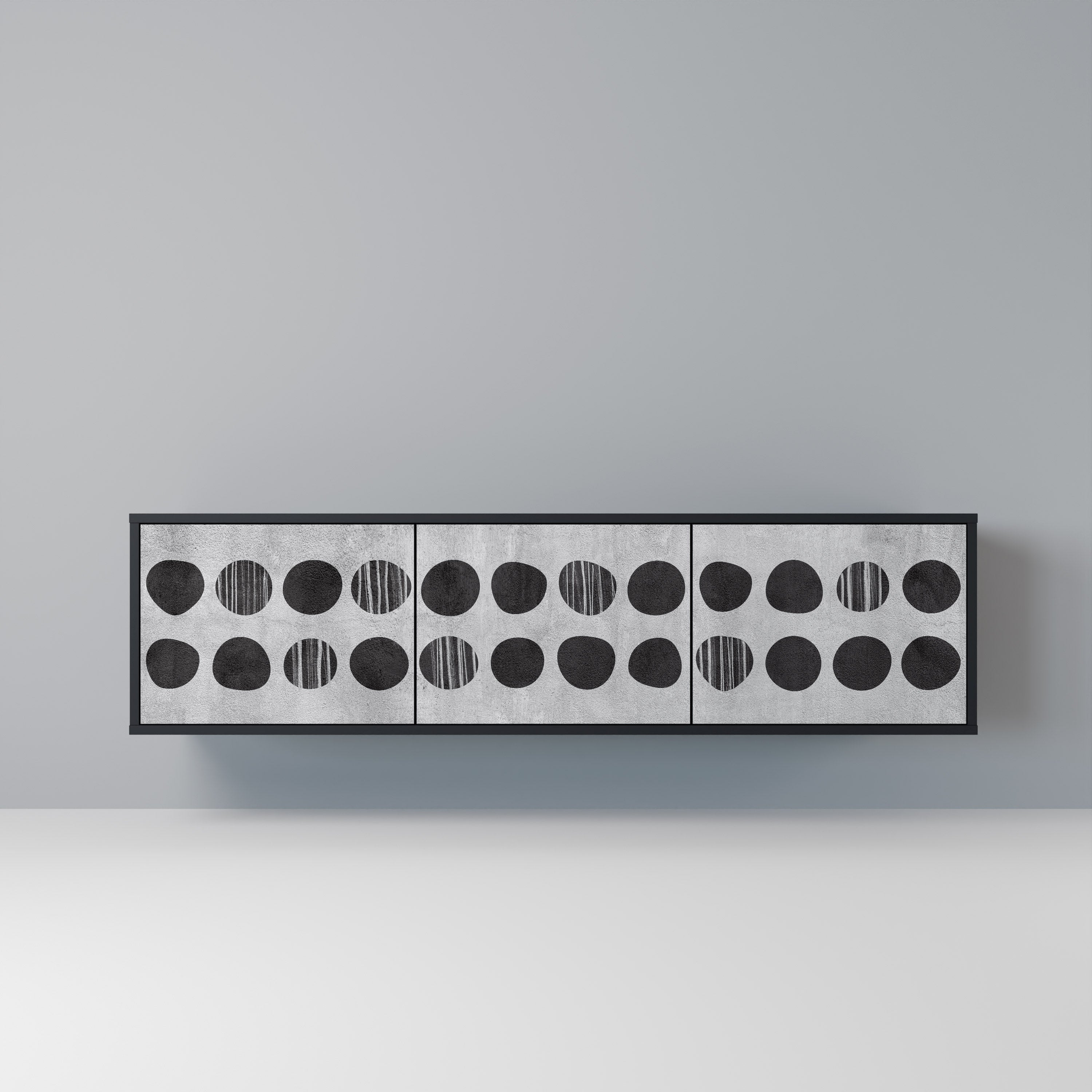 GHOSTLY GRADIENTS TV-Lowboard mit 3 Türen in Schwarz